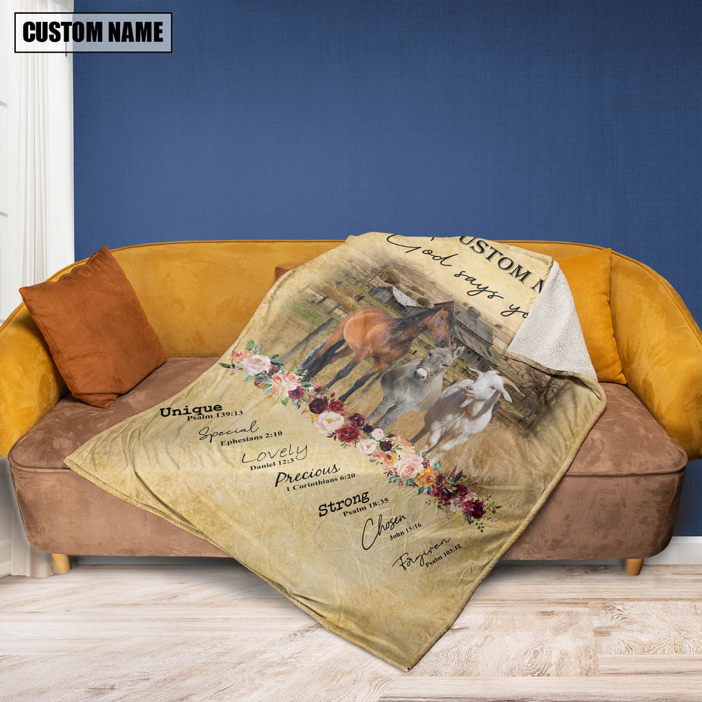 God Says You Are - Personalized Name Belted Galloway Blanket