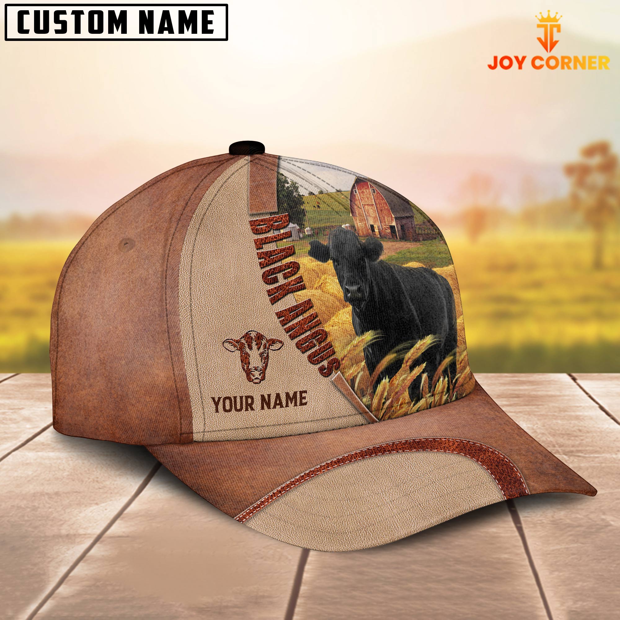 Personalized Name Black Angus Farm Barn Cap