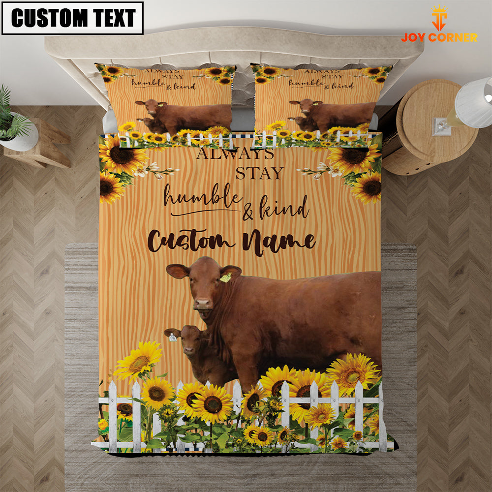 Beefmaster Stay Humble And Kind Custom Name Bedding Set