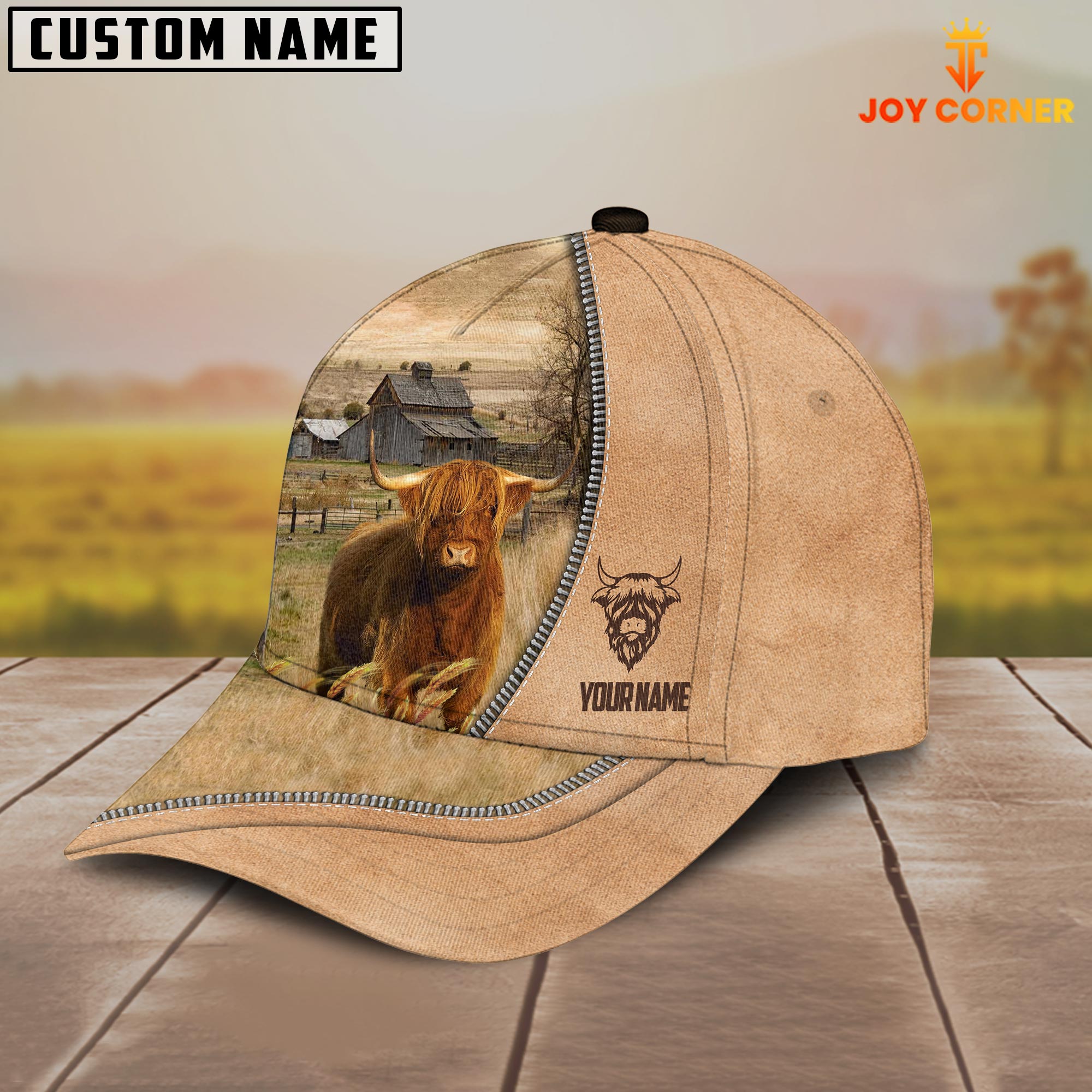 Highland Farming Light Brown Customized Name Cap