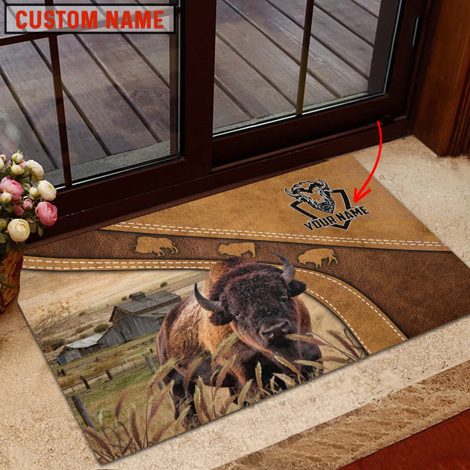 Bison Personalized - Welcome Brown Doormat