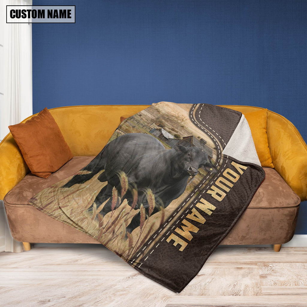 Personalized Name Brangus Leather Pattern Blanket