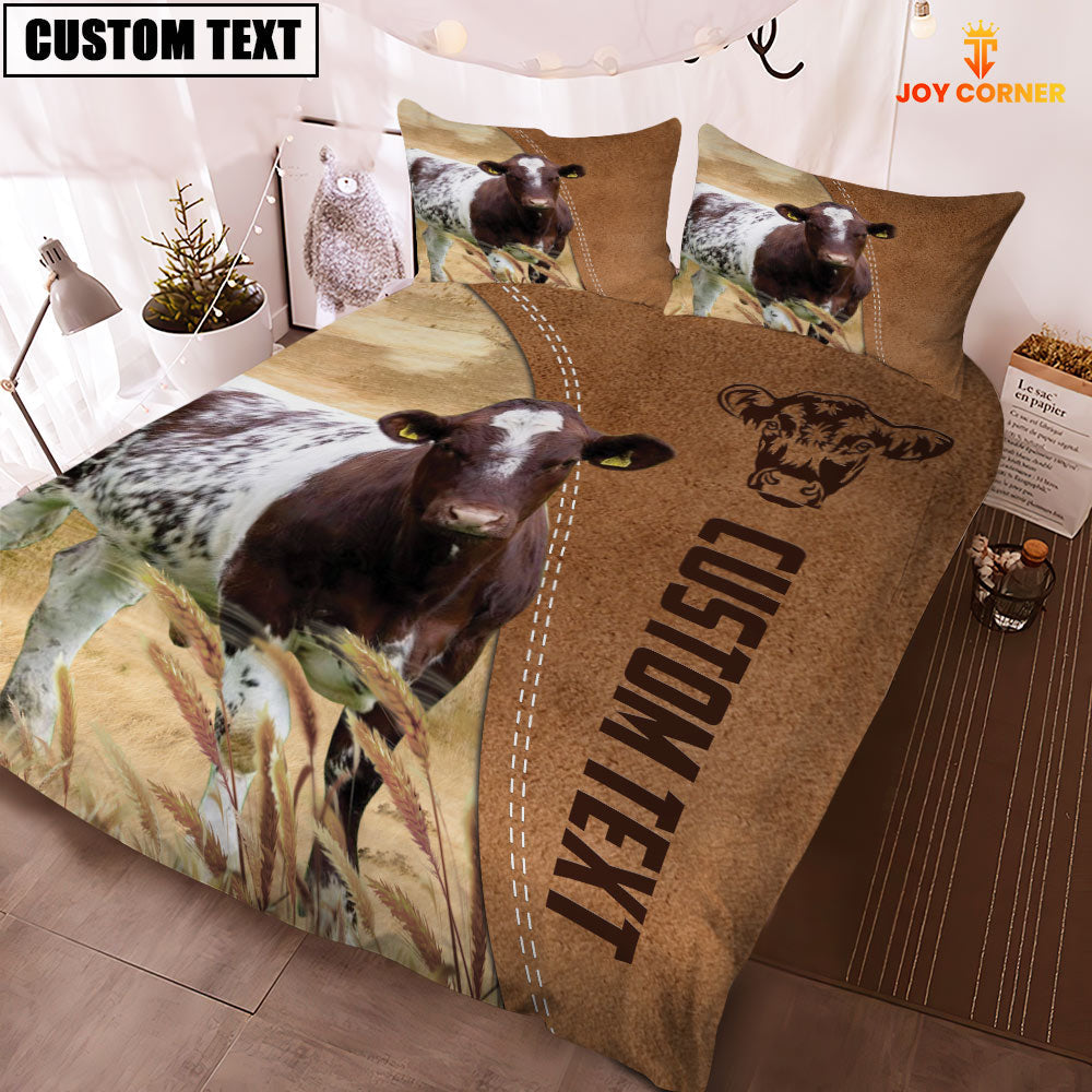 Custom Name Shorthorn Cattle Brown Bedding Set