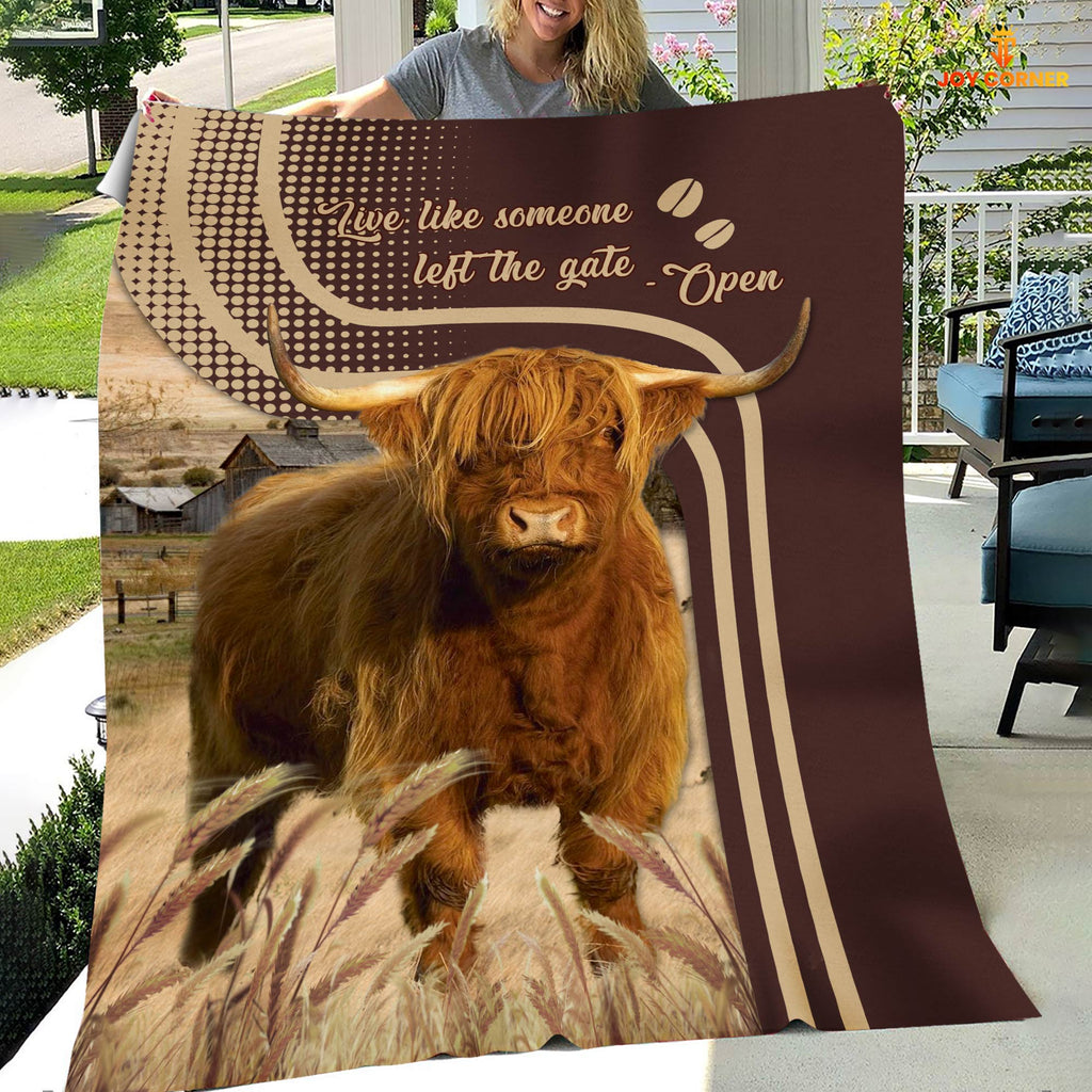 Highland Live Like Someone Left The Gate Open Cattle Blanket