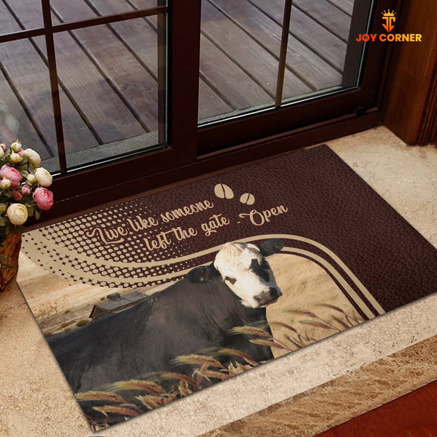 Black hereford Live Like Someone Left The Gate Open Doormat