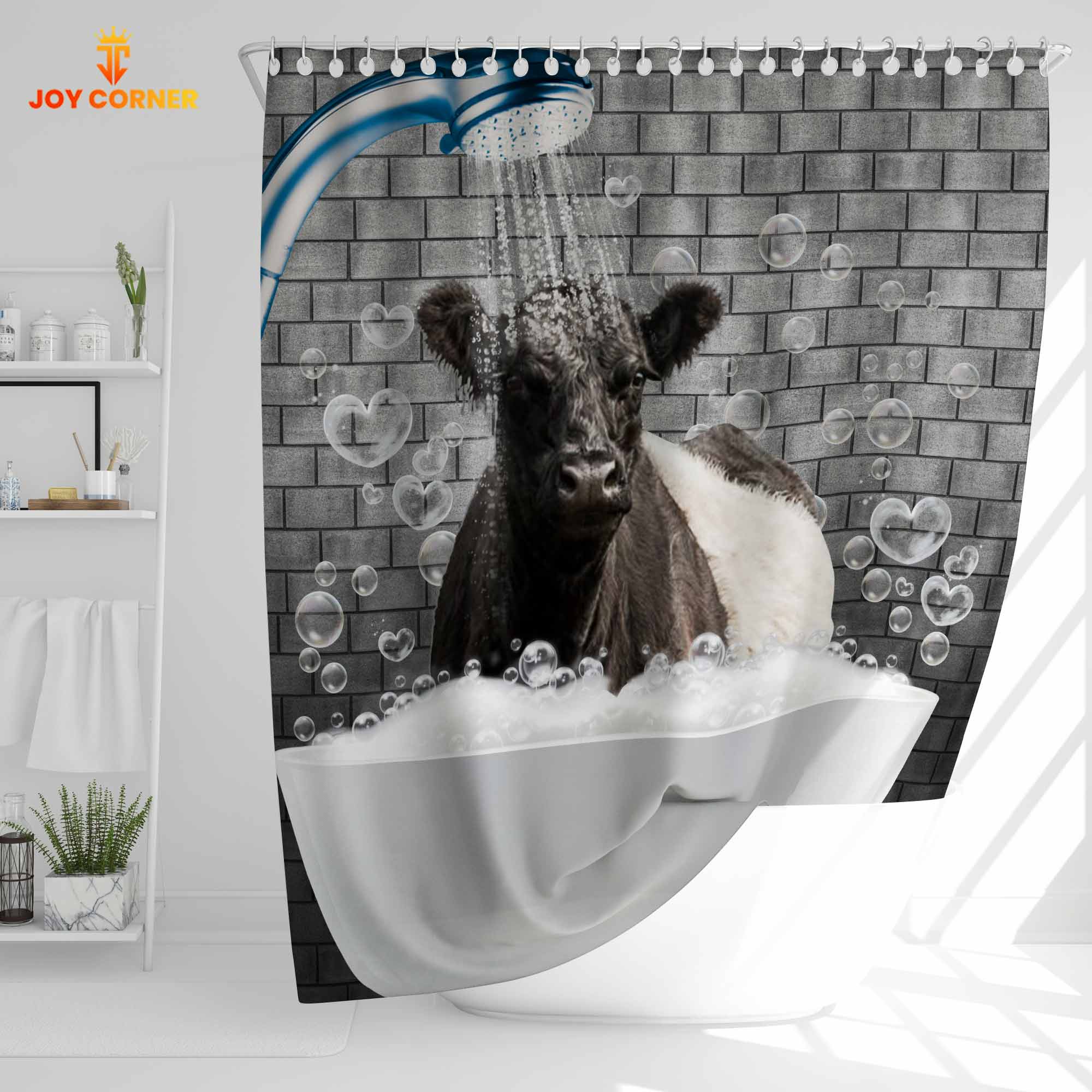 Belted Galloway Brick Wall 3D Shower Curtain