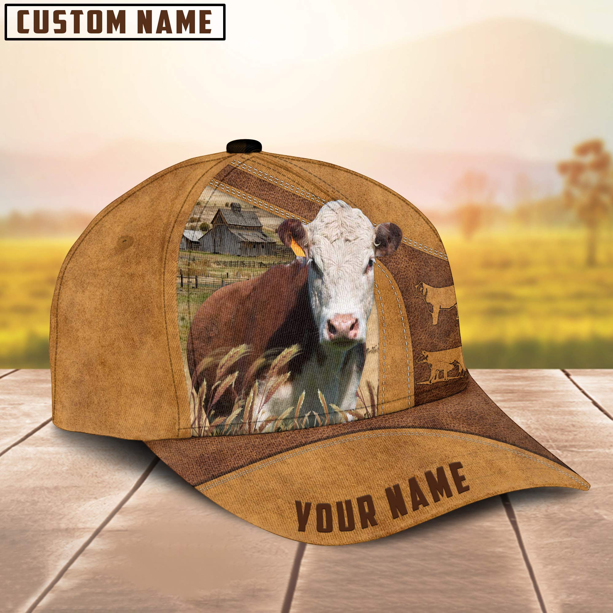 Custom Name Hereford Cattle Cap