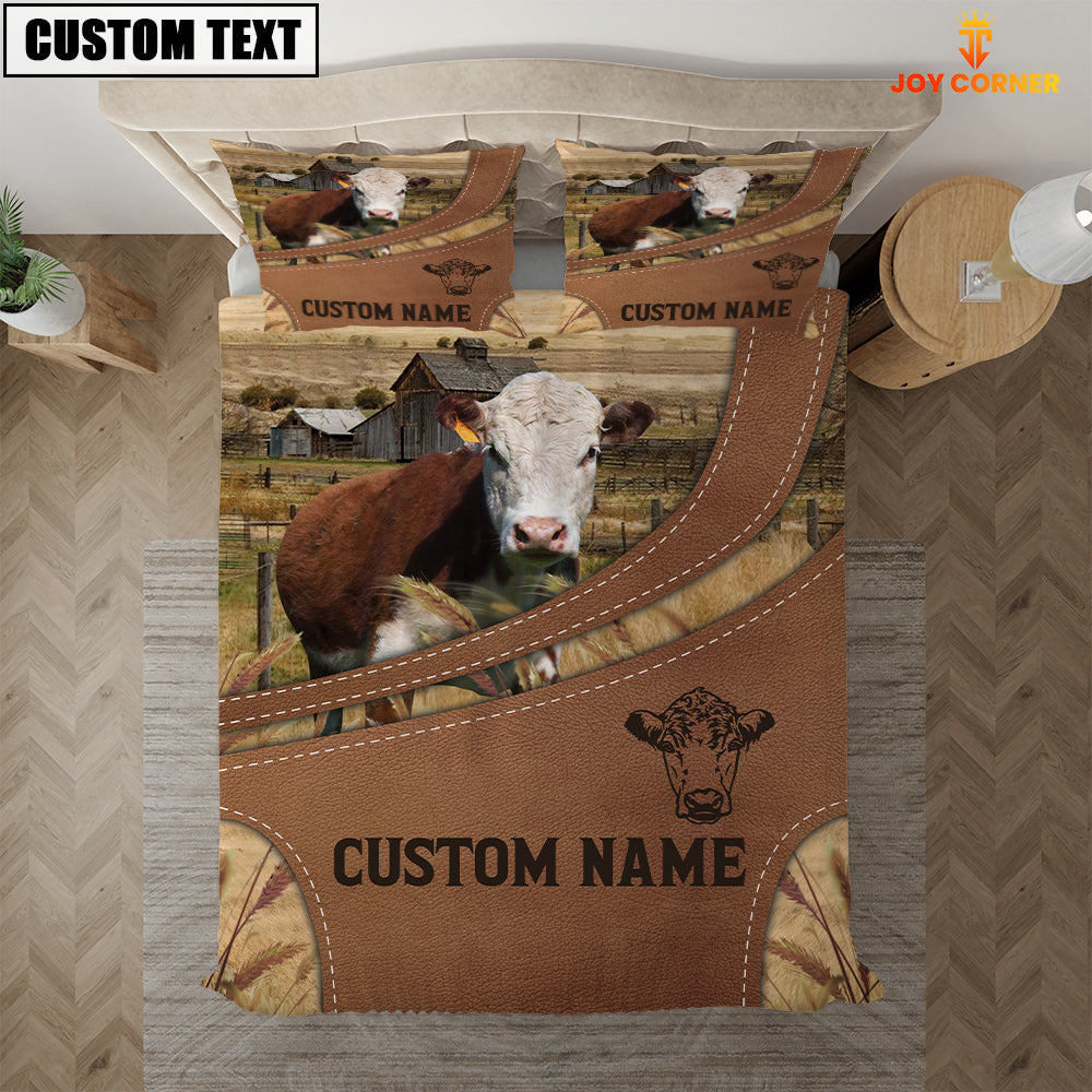 Custom Name Hereford On Farm Bedding Set