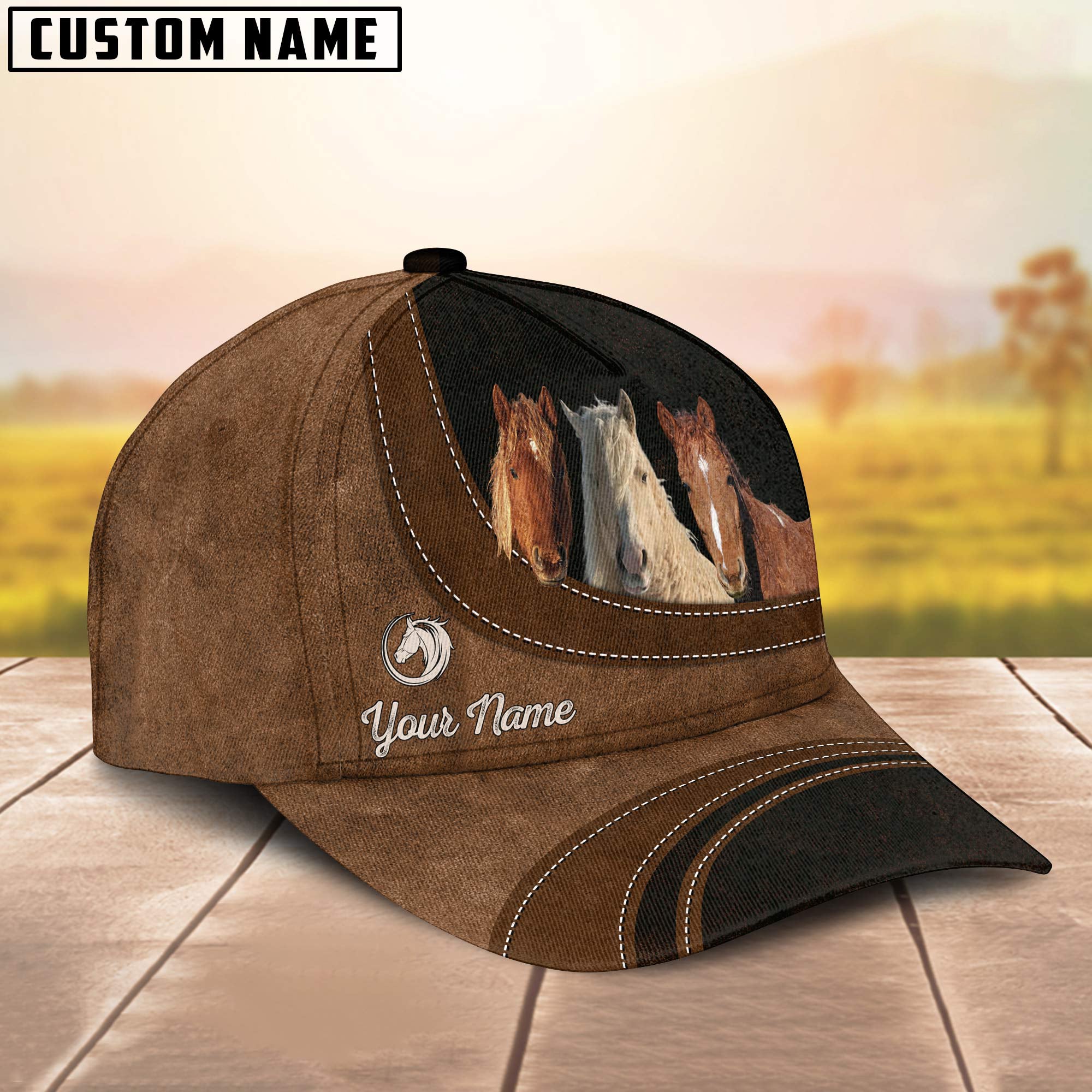 Curly Horses Happiness Customized Name Cap