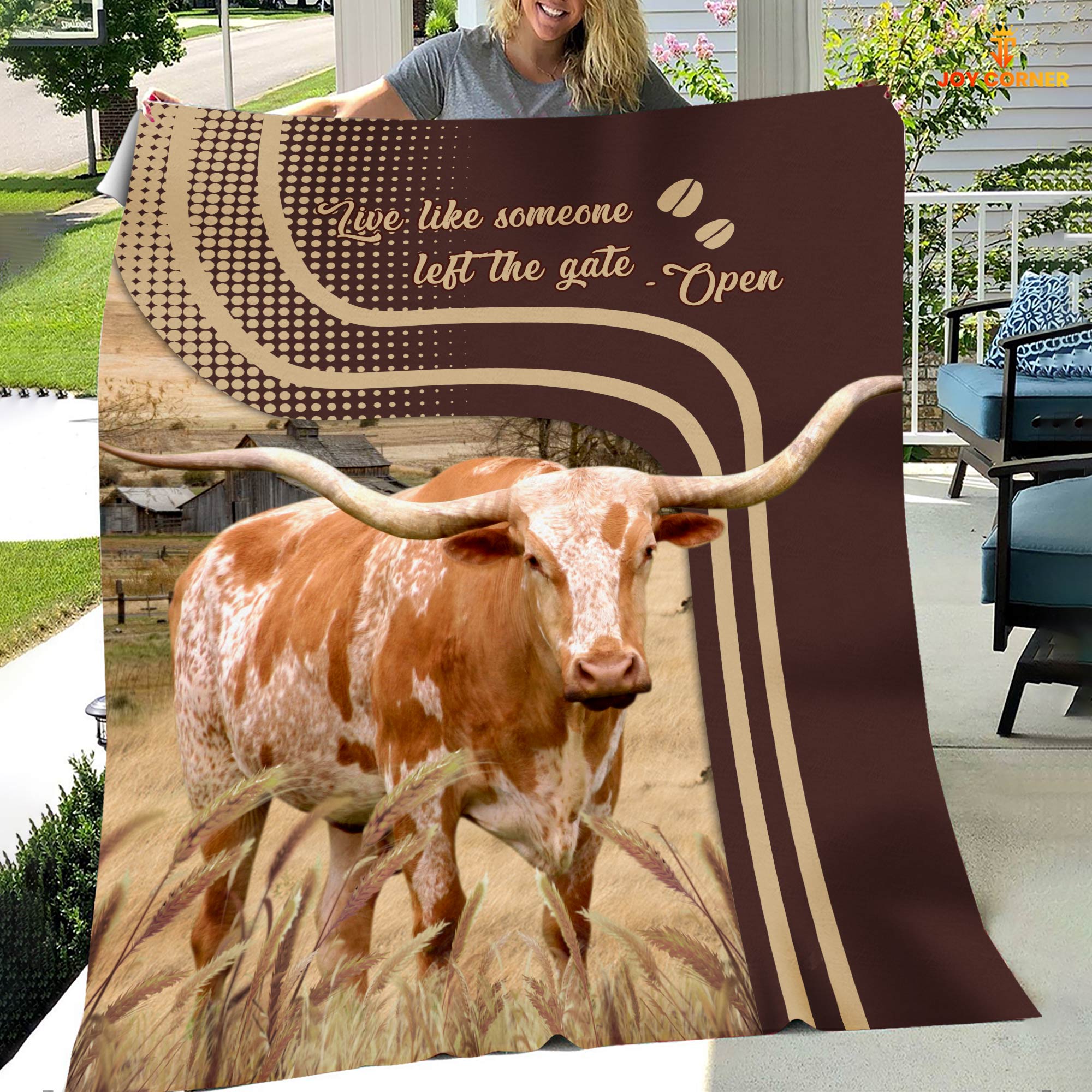 Texas Longhorn Live Like Someone Left The Gate Open Cattle Blanket
