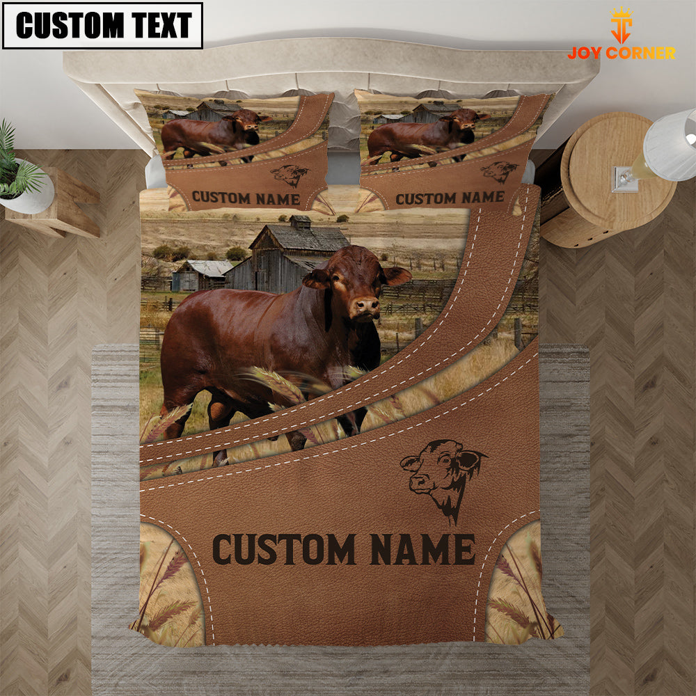 Custom Name Beefmaster On Farm Bedding Set