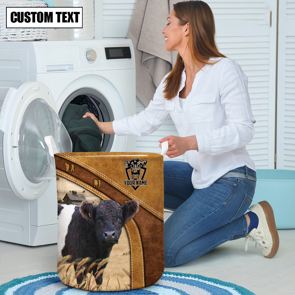 Belted Galloway Cattle Brown Custom Name Basket