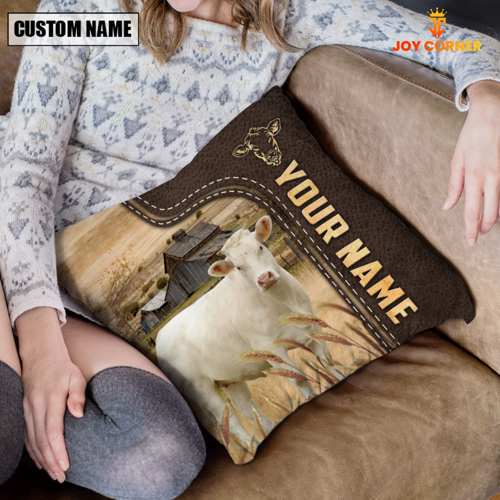 Charolais Custom Name Leather Pattern Pillow Case