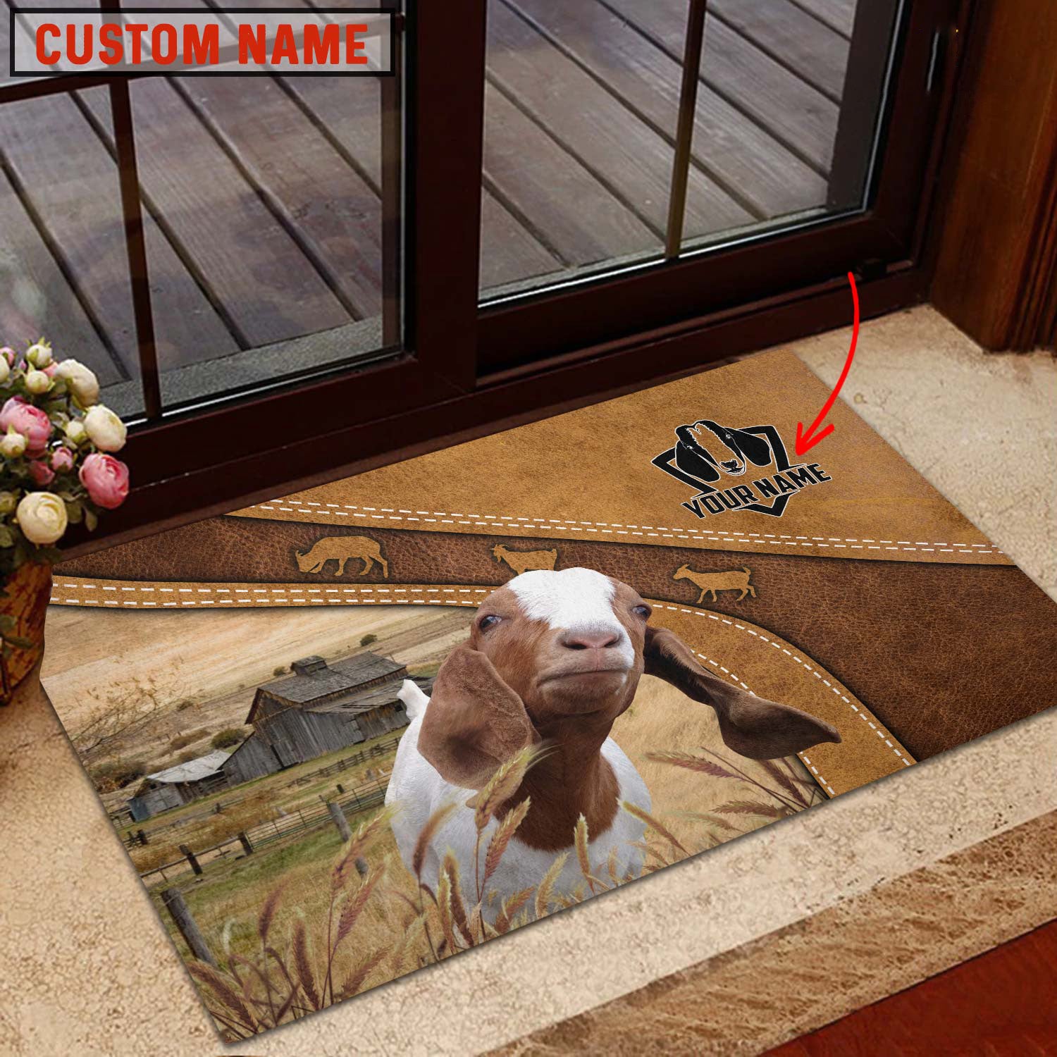 Boer Goat Personalized - Welcome Brown Doormat