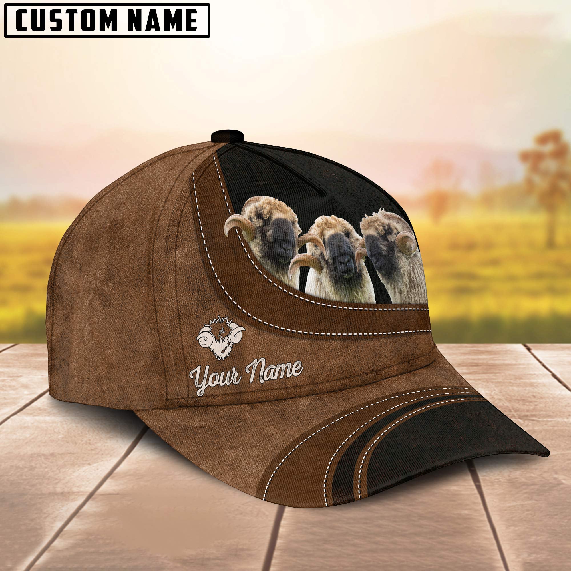 Valais Blacknose Ram Happiness Customized Name Cap