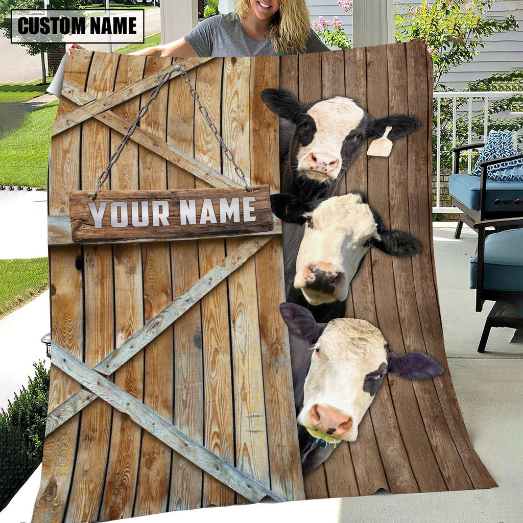 Personalized Name Black Baldy Barn Blanket