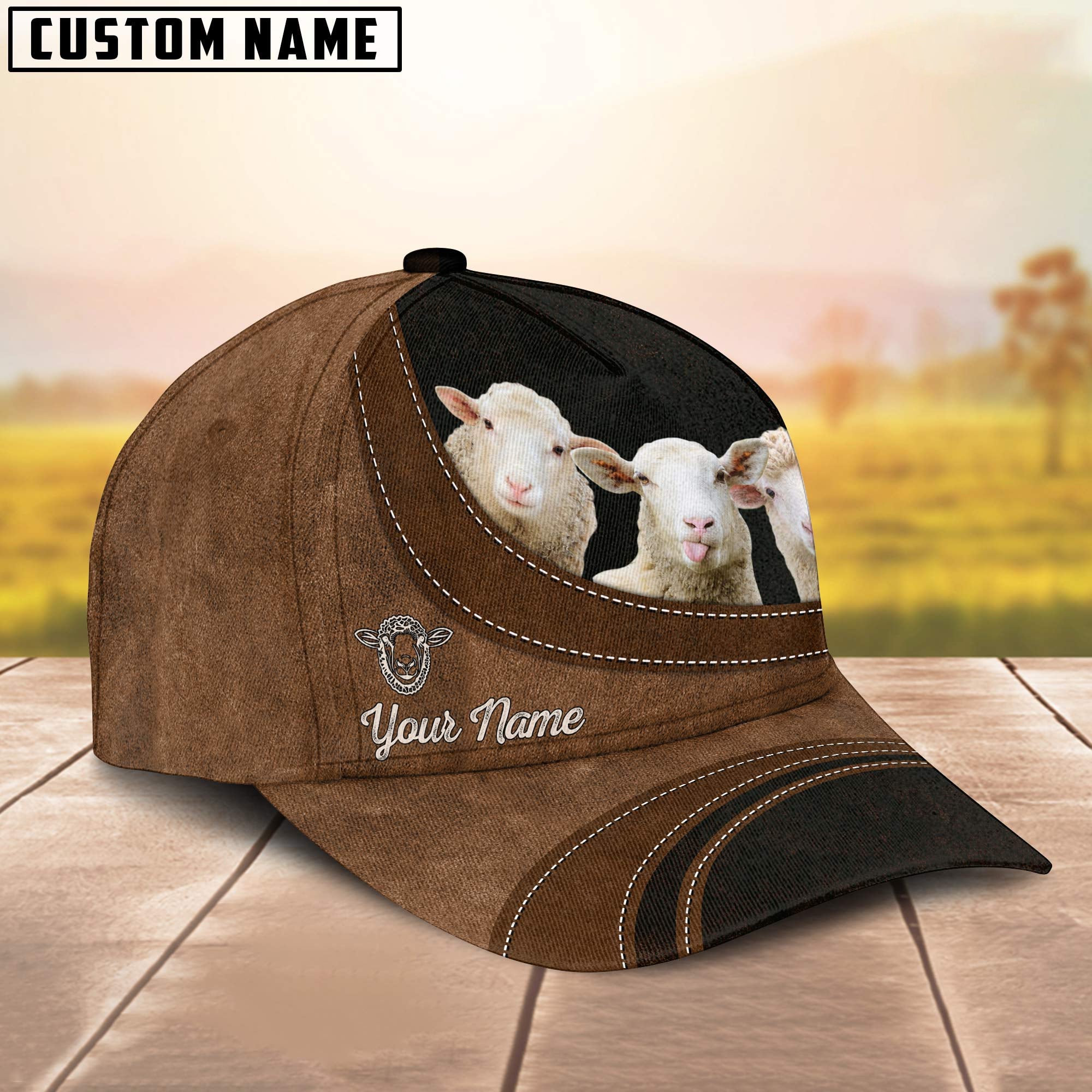 Sheep Happiness Customized Name Cap