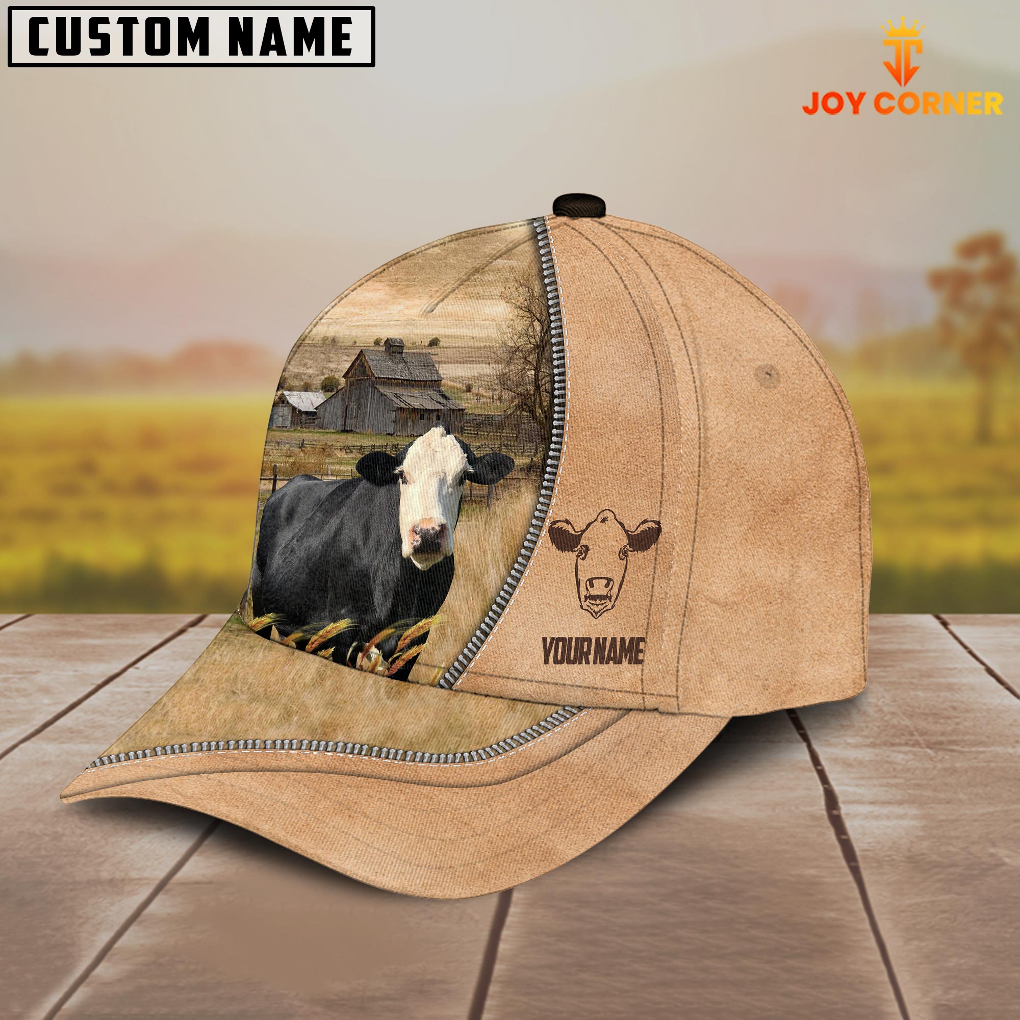 Black Baldy Farming Light Brown Customized Name Cap