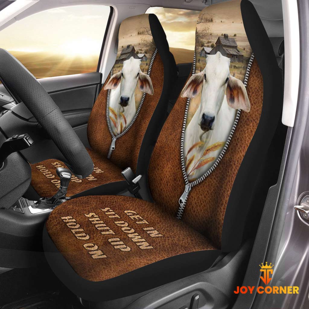 Brahman Zipper Leather Pattern Car Seat Covers Universal Fit (2Pcs)