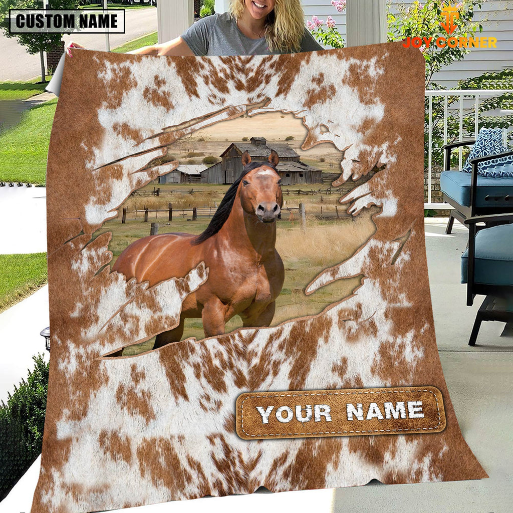 Custom Name Horse Cow Hair Pattern Blanket