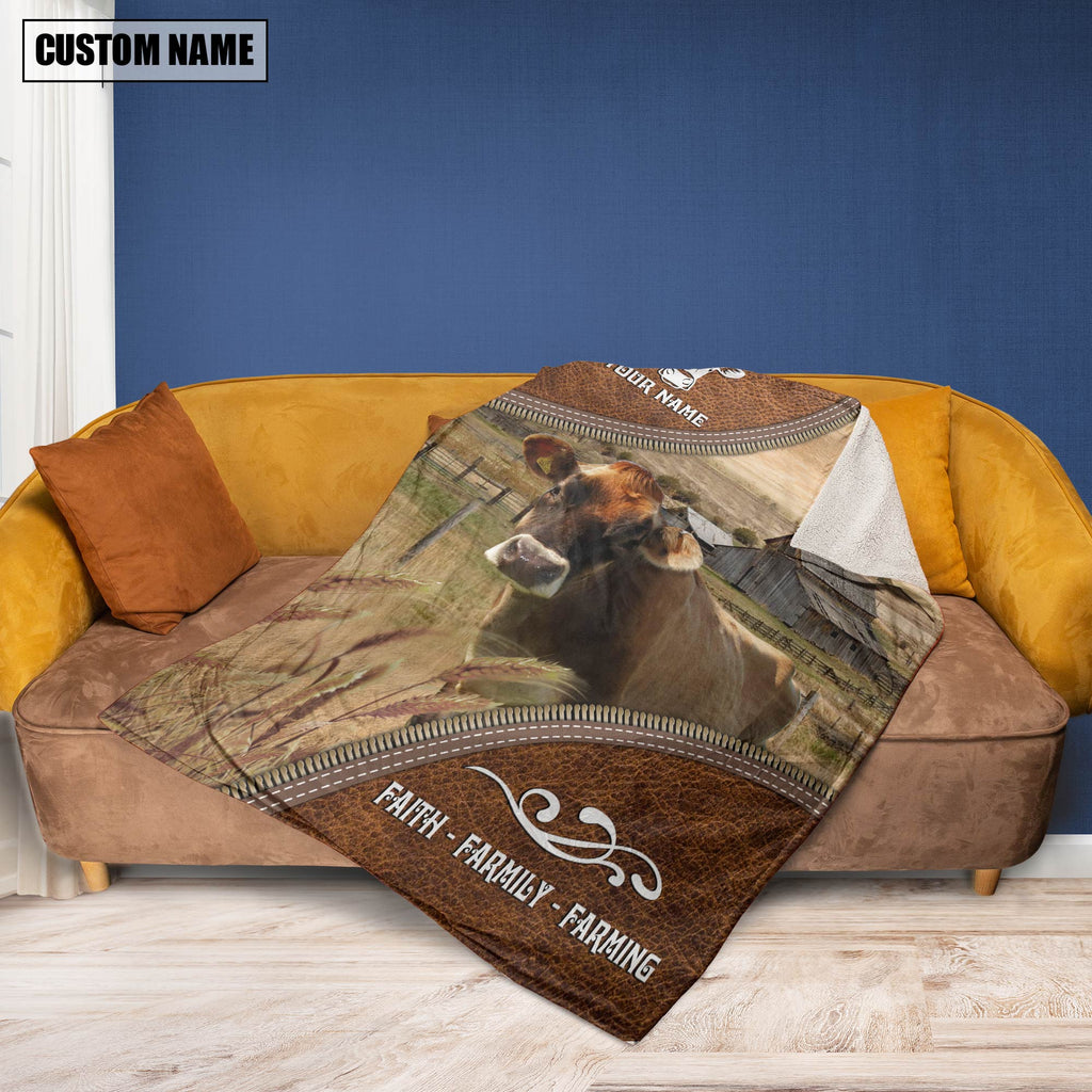 Personalized Name Jersey Faith Family Farming Blanket