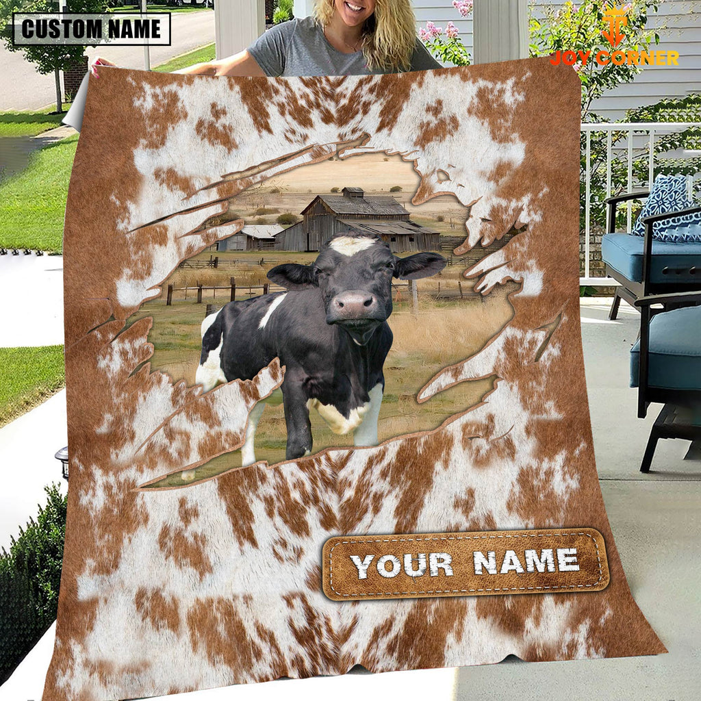 Custom Name Holstein Cow Hair Pattern Blanket