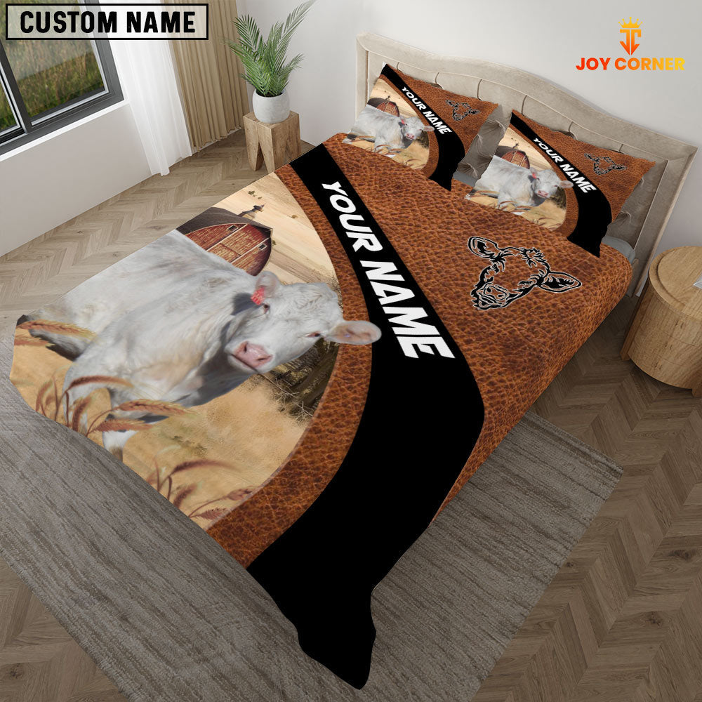 Charolais On The Farm Customized Name Red Barn Bedding Set