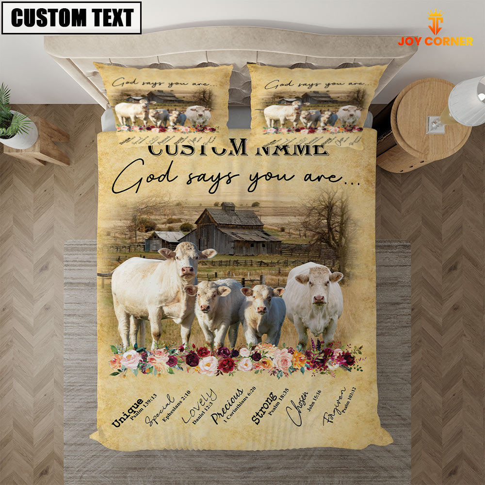 Charolais No Horn God Says You Are Custom Name Bedding Set