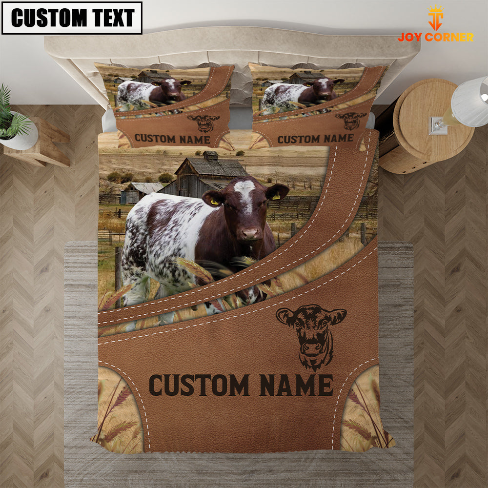 Custom Name Shorthorn On Farm Bedding Set