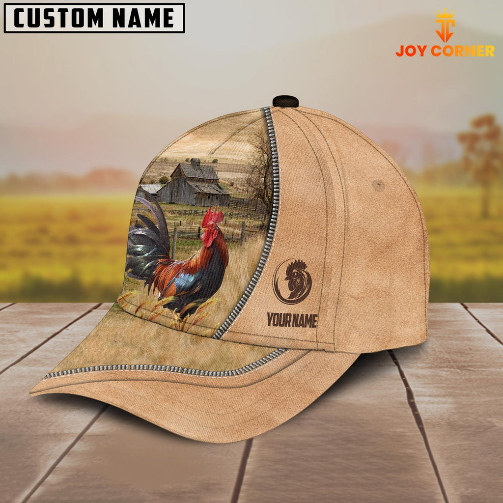 Rooster Farming Light Brown Customized Name Cap