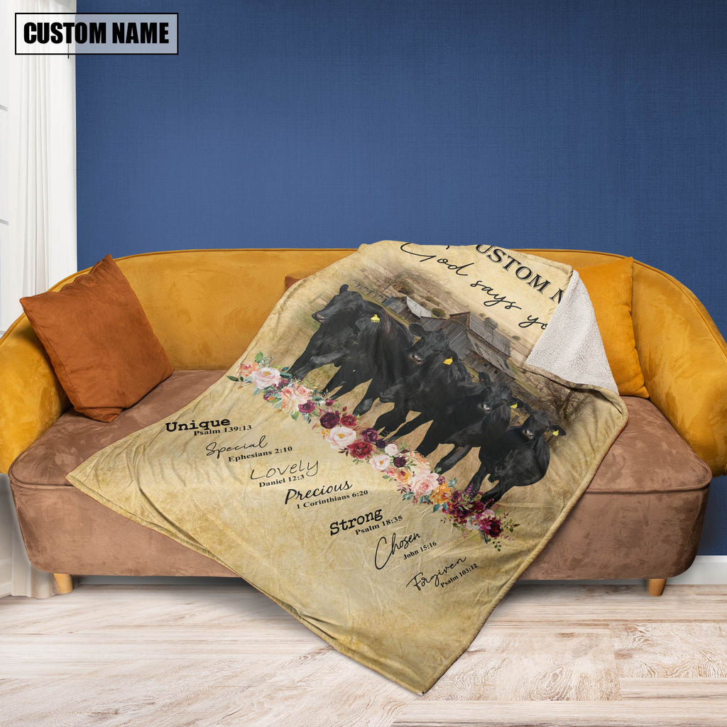 God Says You Are - Personalized Name Brangus Blanket