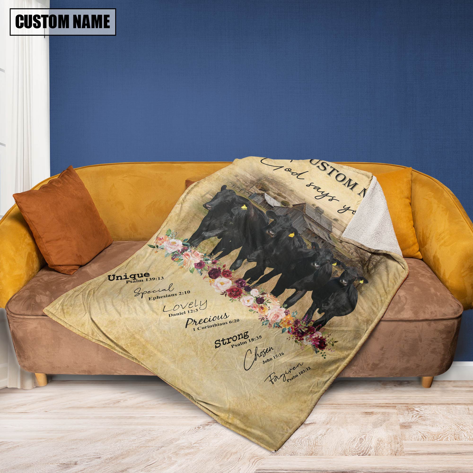 God Says You Are - Personalized Name Brangus Blanket