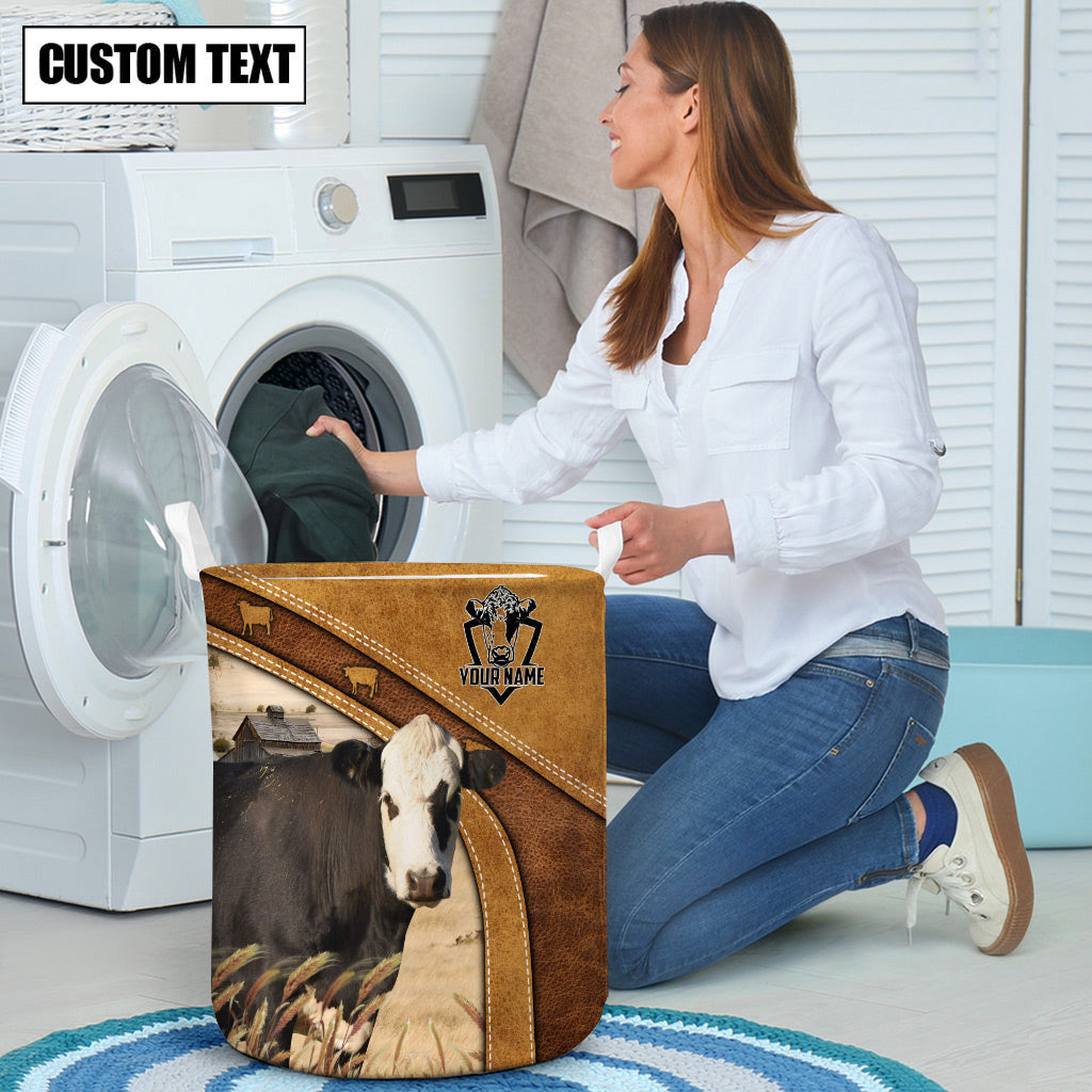 Black Hereford Cattle Brown Custom Name Basket