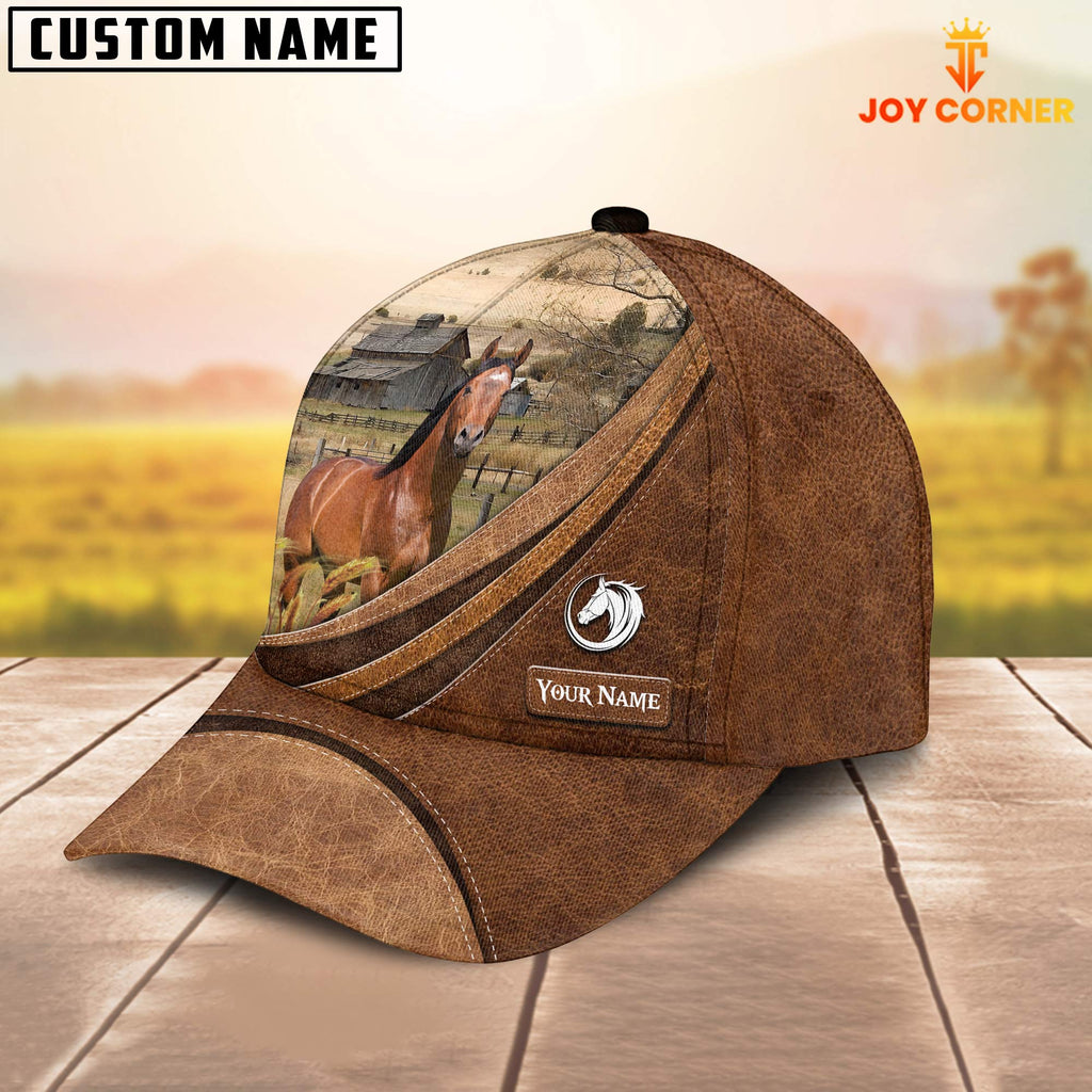 Custom Name Horse Leather Pattern Classic Cap