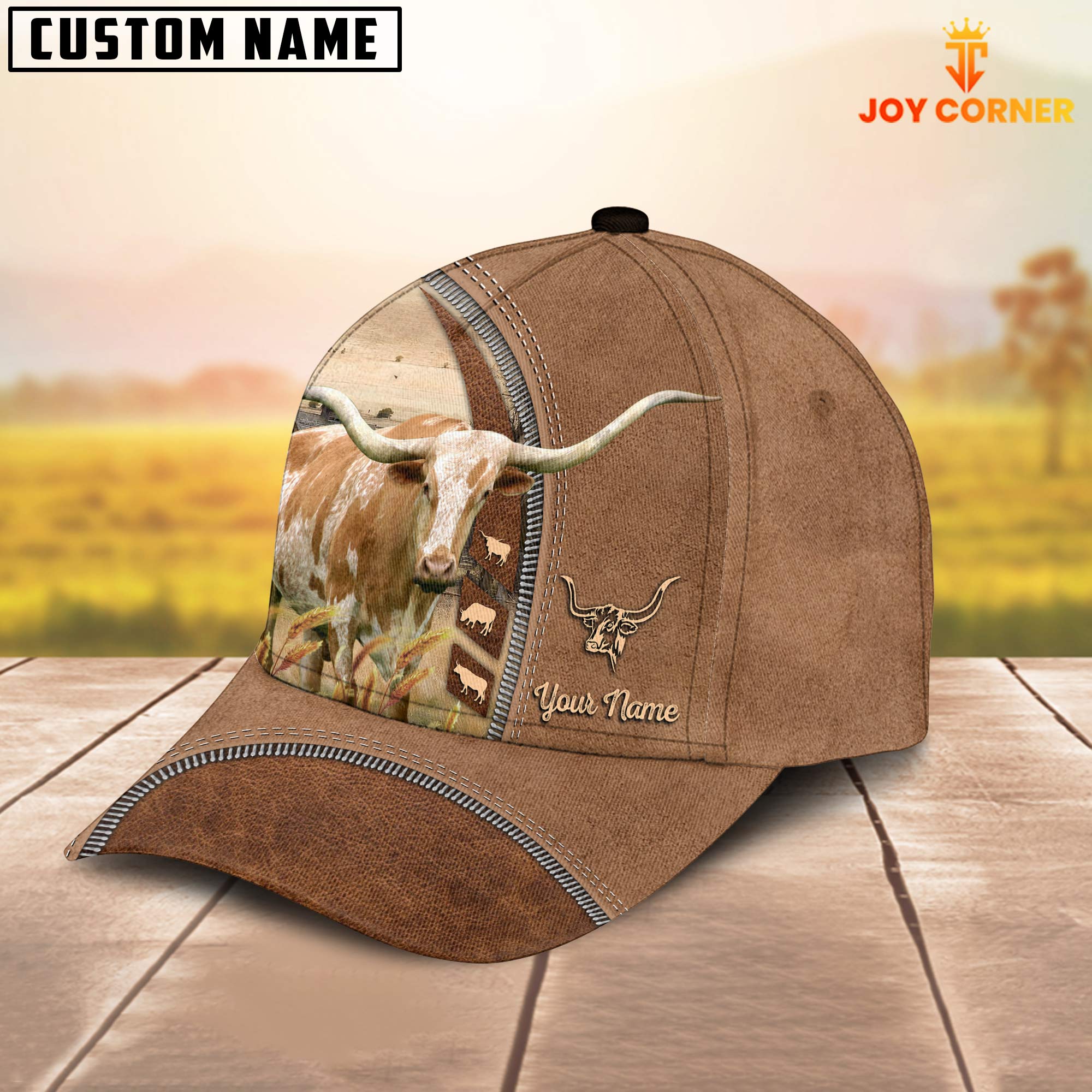 Texas Longhorn Farming Land Customized Name Cap