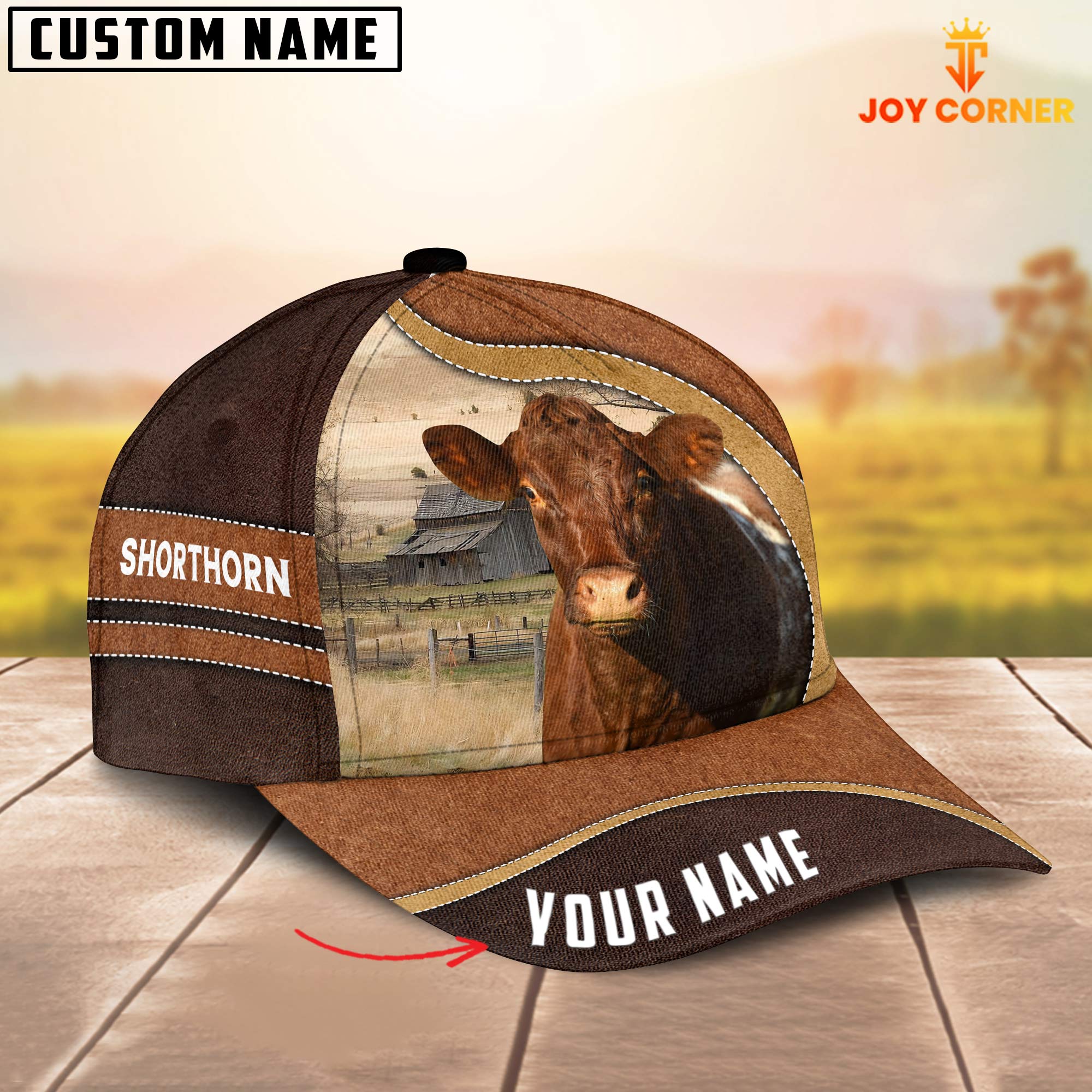 Shorthorn Happy Face Customized Name Cap