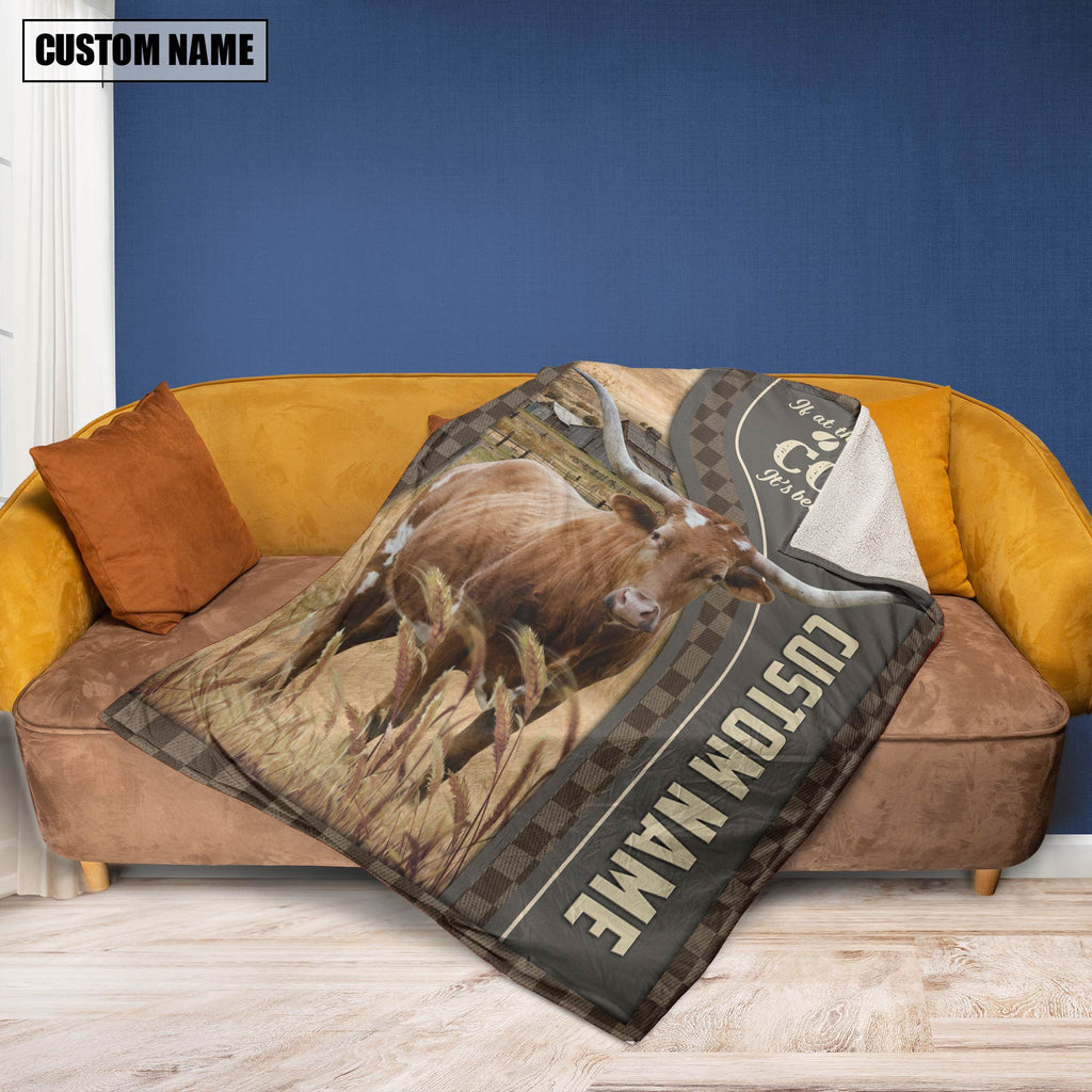 Personalized Name Texas Longhorn A Good Day Blanket