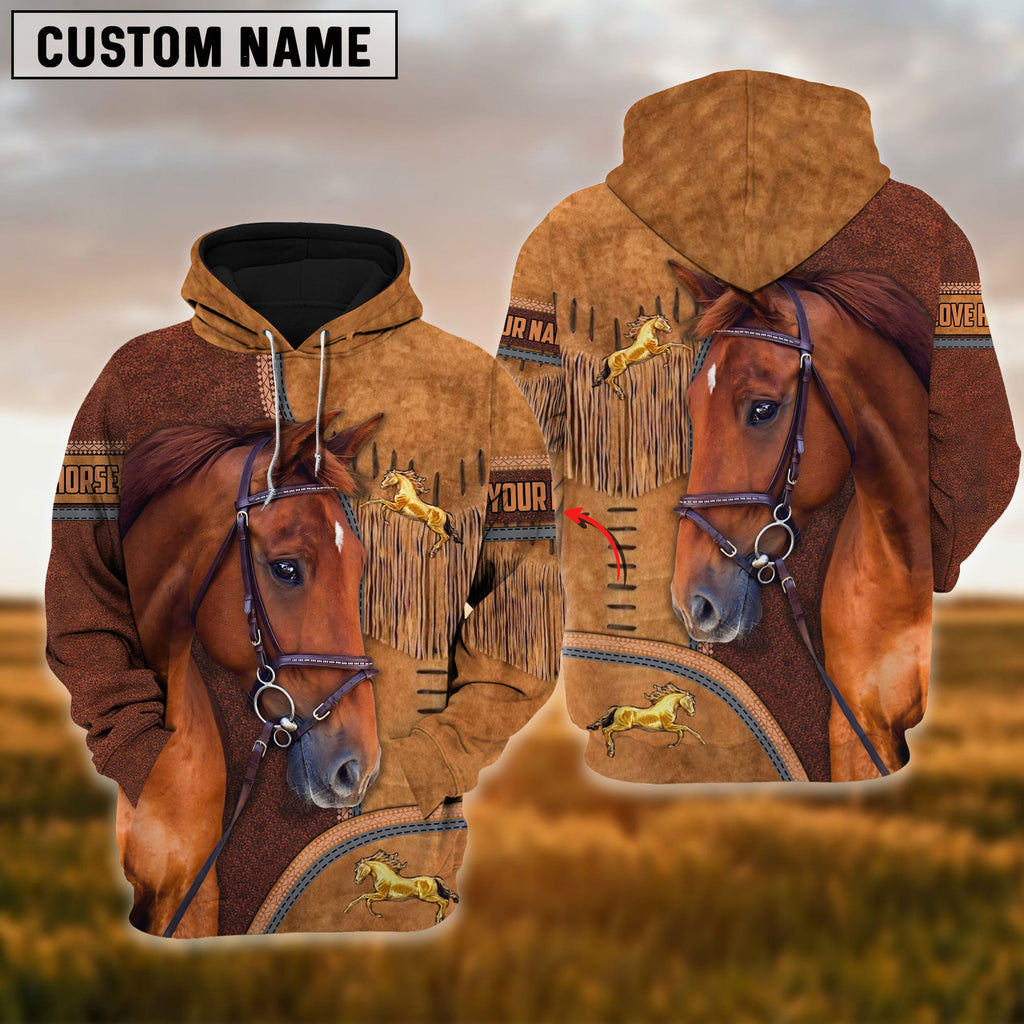 Custom Name Horse Light Brown 3D Printed Hoodie