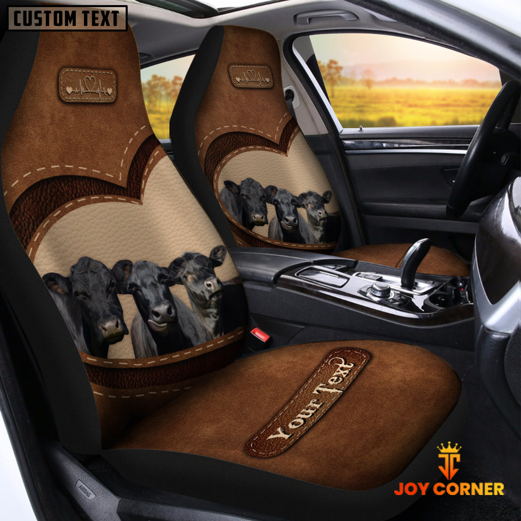 Black Angus Pattern Customized Name Heart Car Seat Cover Set