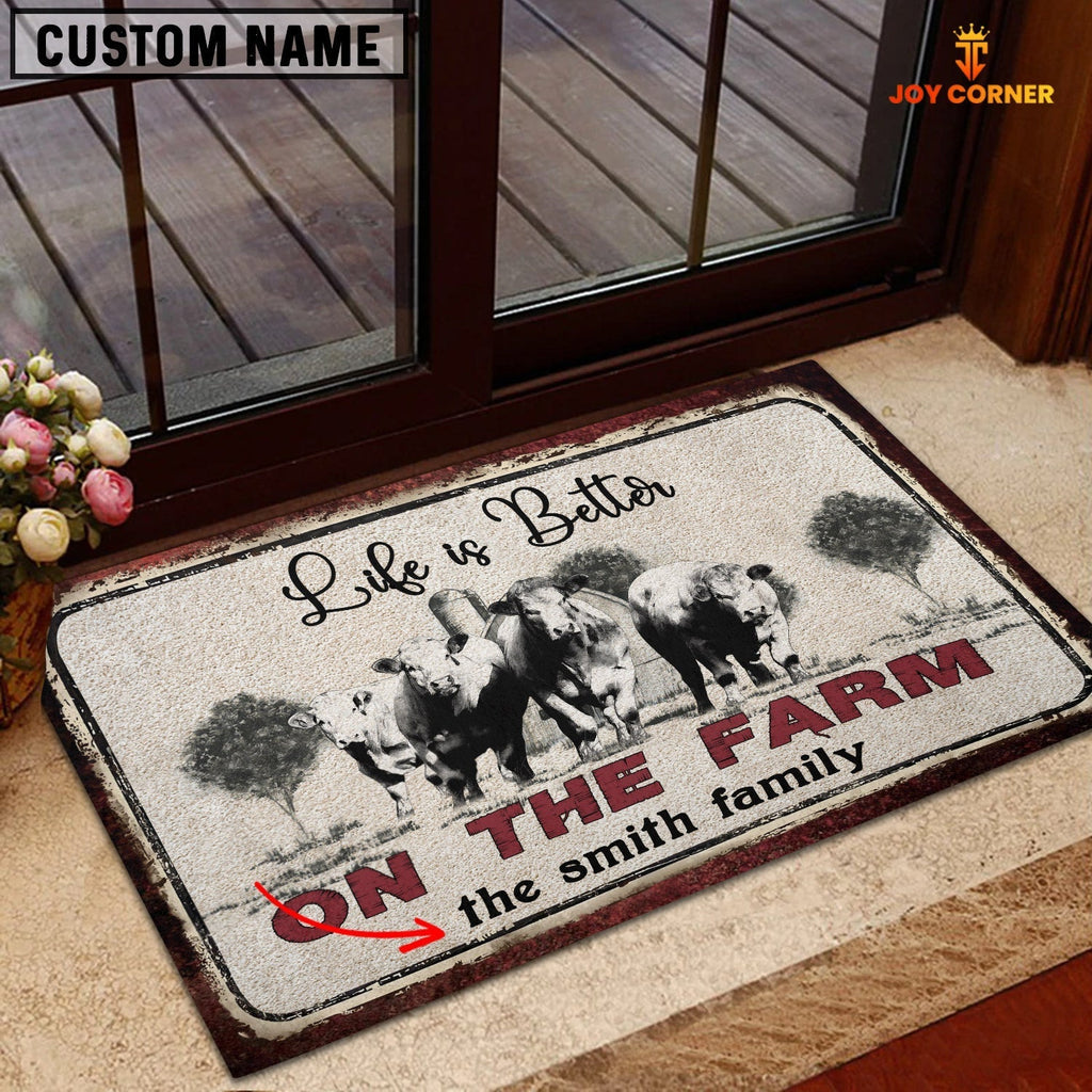 Charolais Life is Better Custom Name Doormat