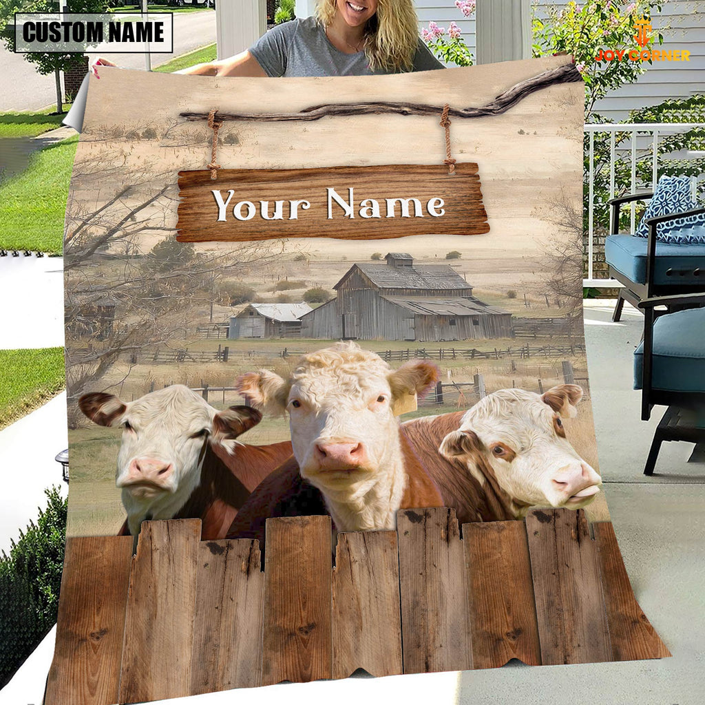Personalized Name Hereford Wooden Pattern Blanket