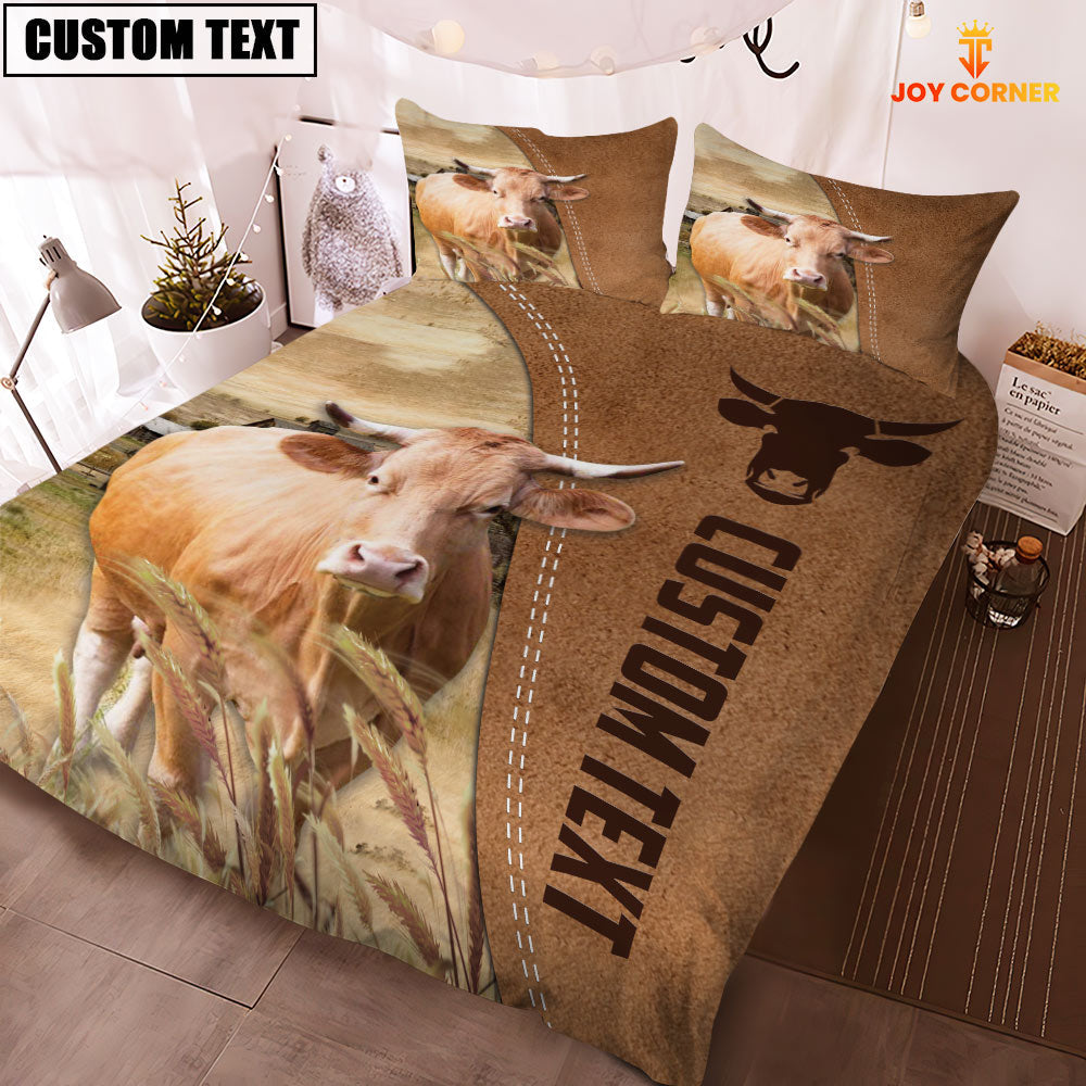 Custom Name Gelbvieh Cattle Brown Bedding Set