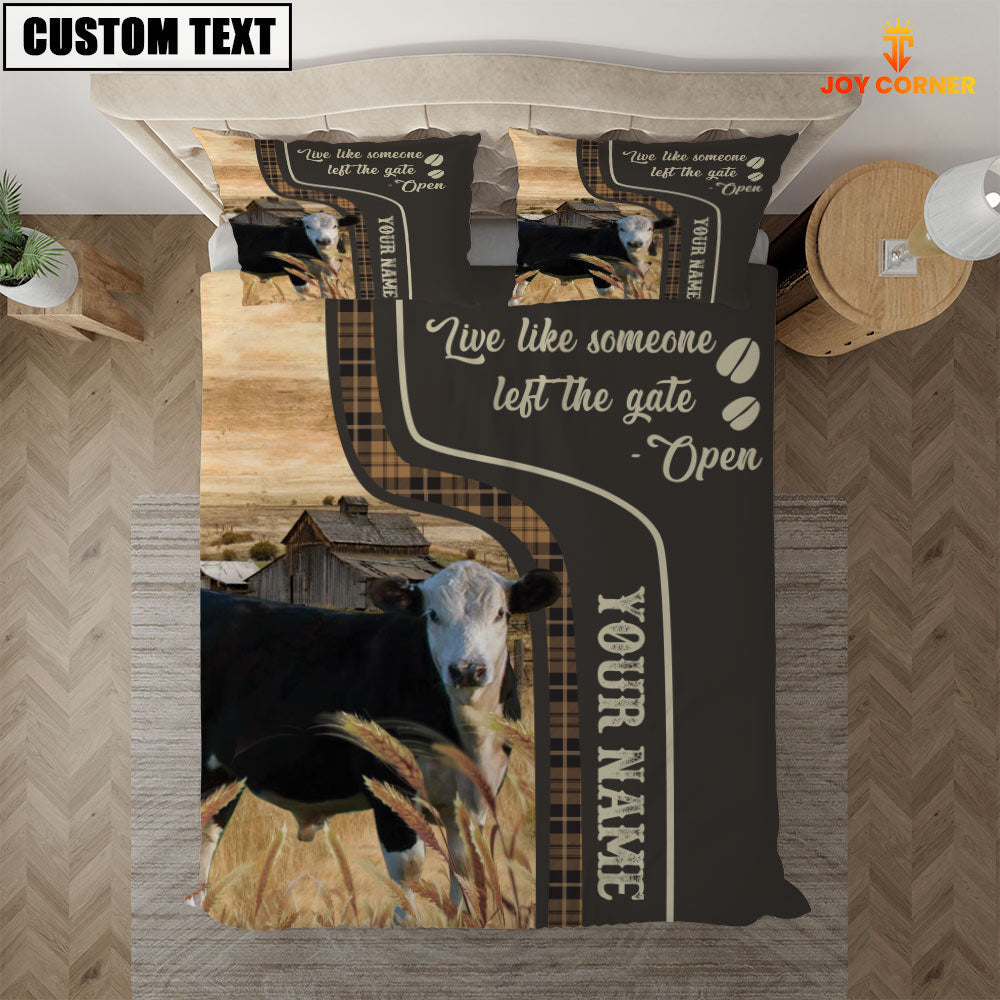 Black Hereford Like Someone Left The Gate Open Customized Name 3D Bedding Set