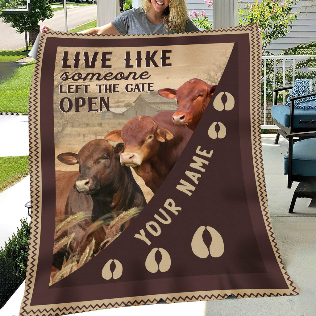 Personalized Beefmaster Live Like Someone Left The Gate Open Blanket