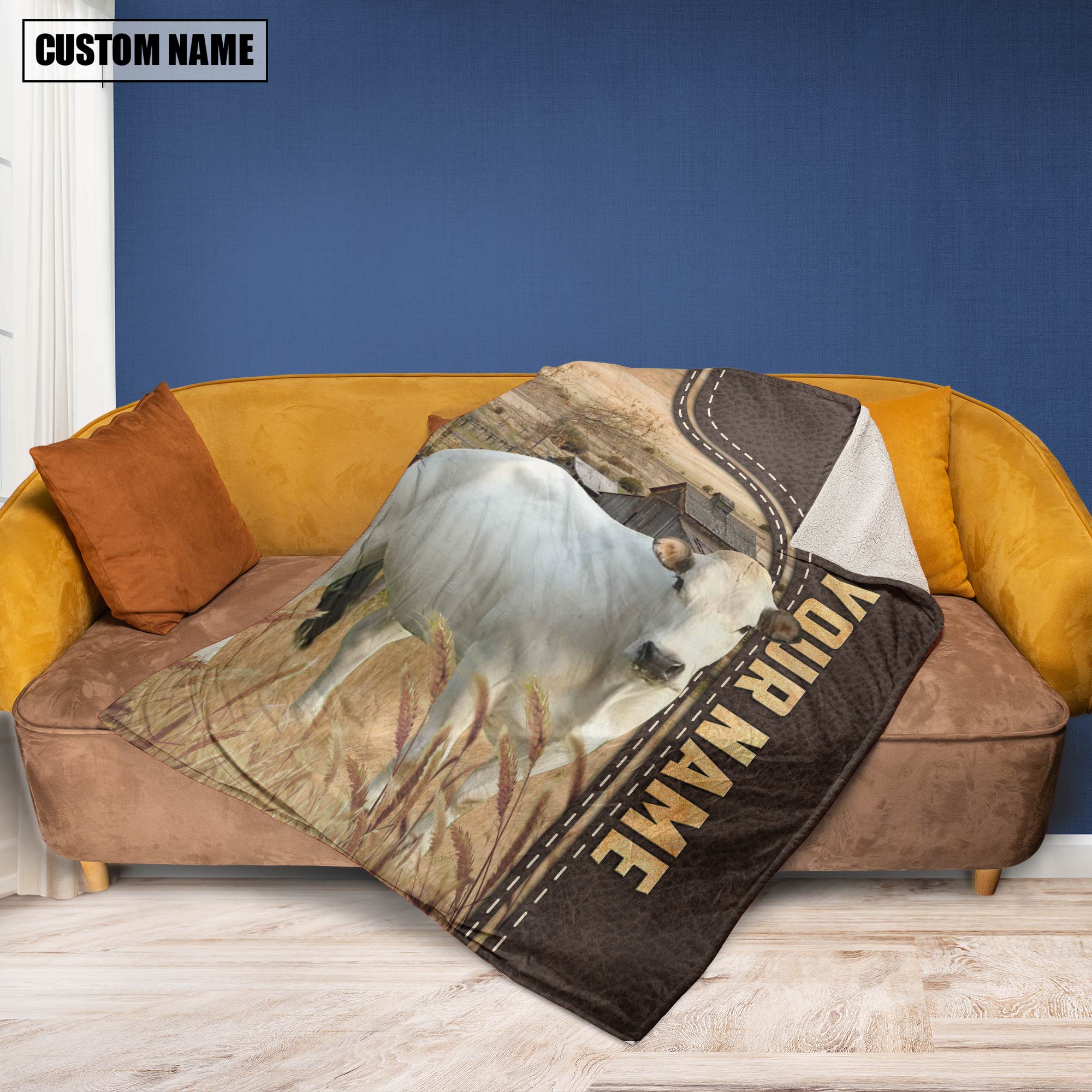 Personalized Name Piedmontese Leather Pattern Blanket
