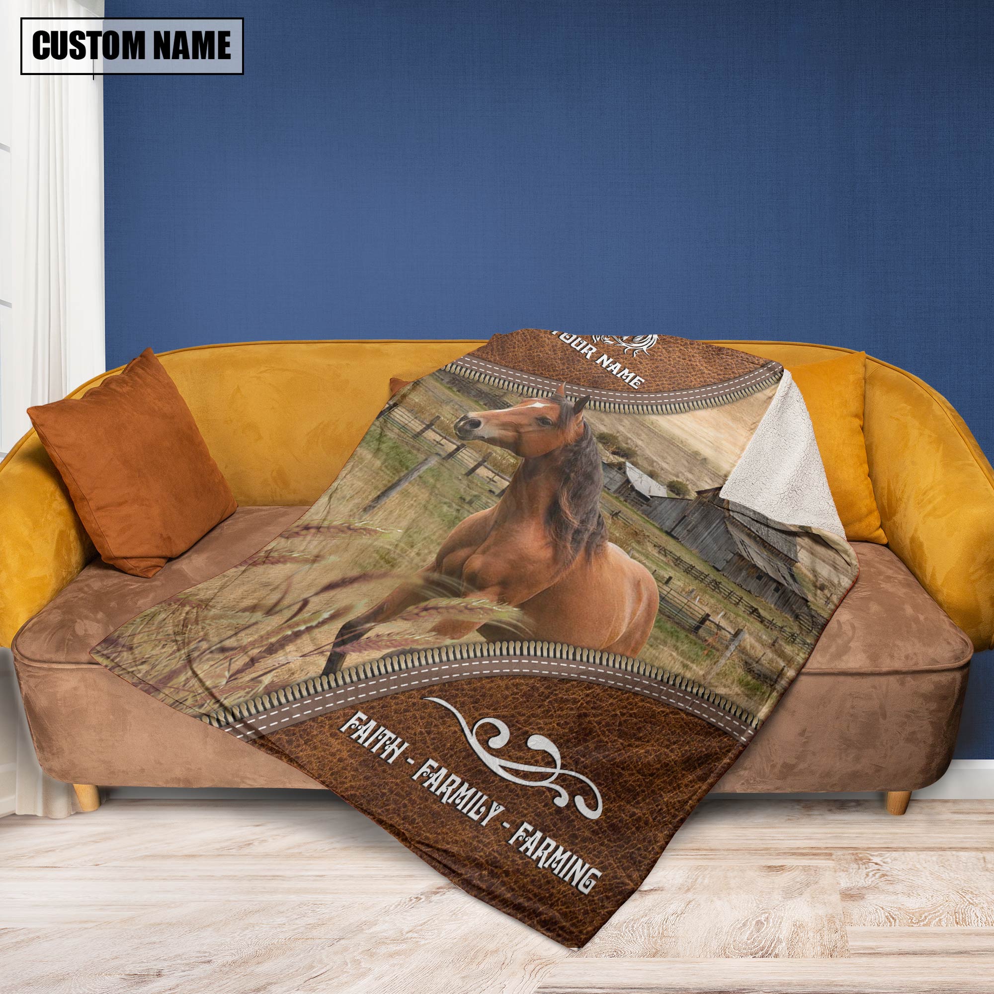 Personalized Name Horse Faith Family Farming Blanket