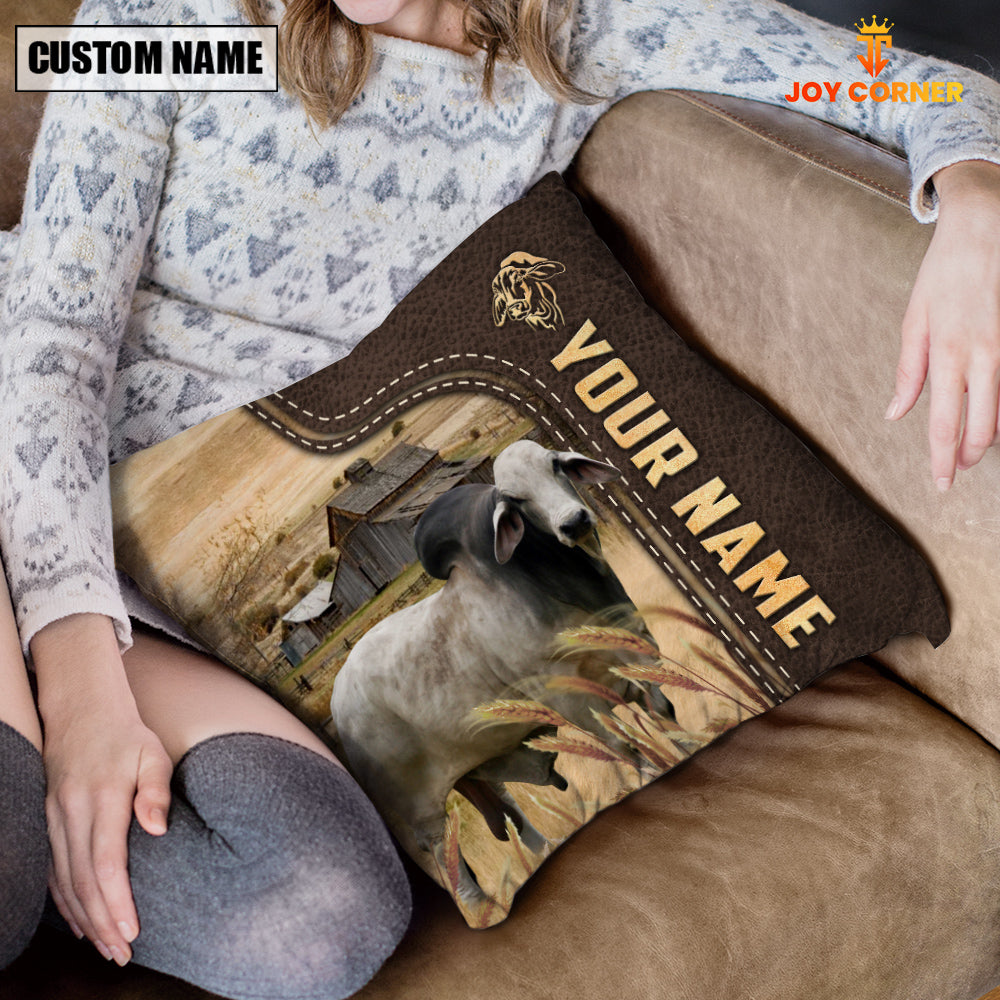 Brahman Custom Name Leather Pattern Pillow Case