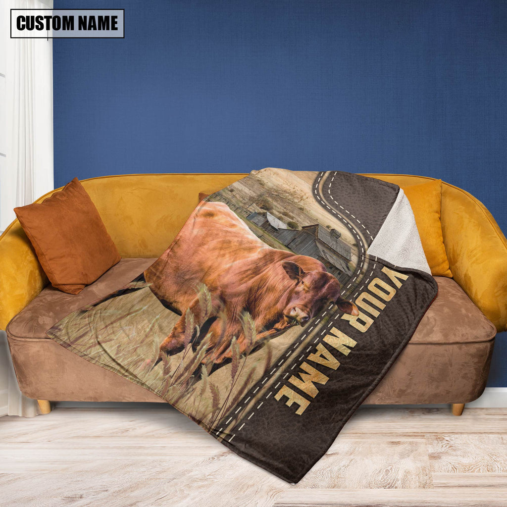 Personalized Name Santa Gertrudis Cattle Leather Pattern Blanket