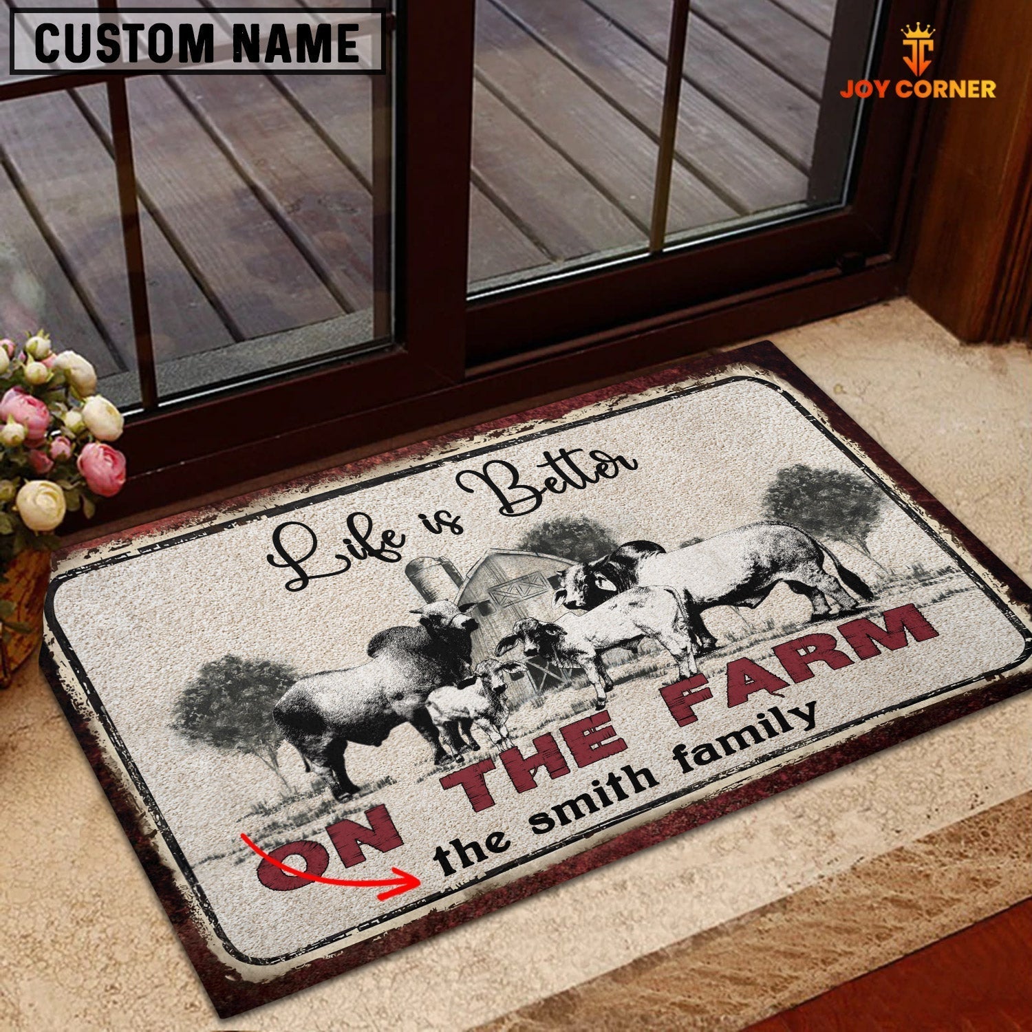Brahman Life is Better Custom Name Doormat