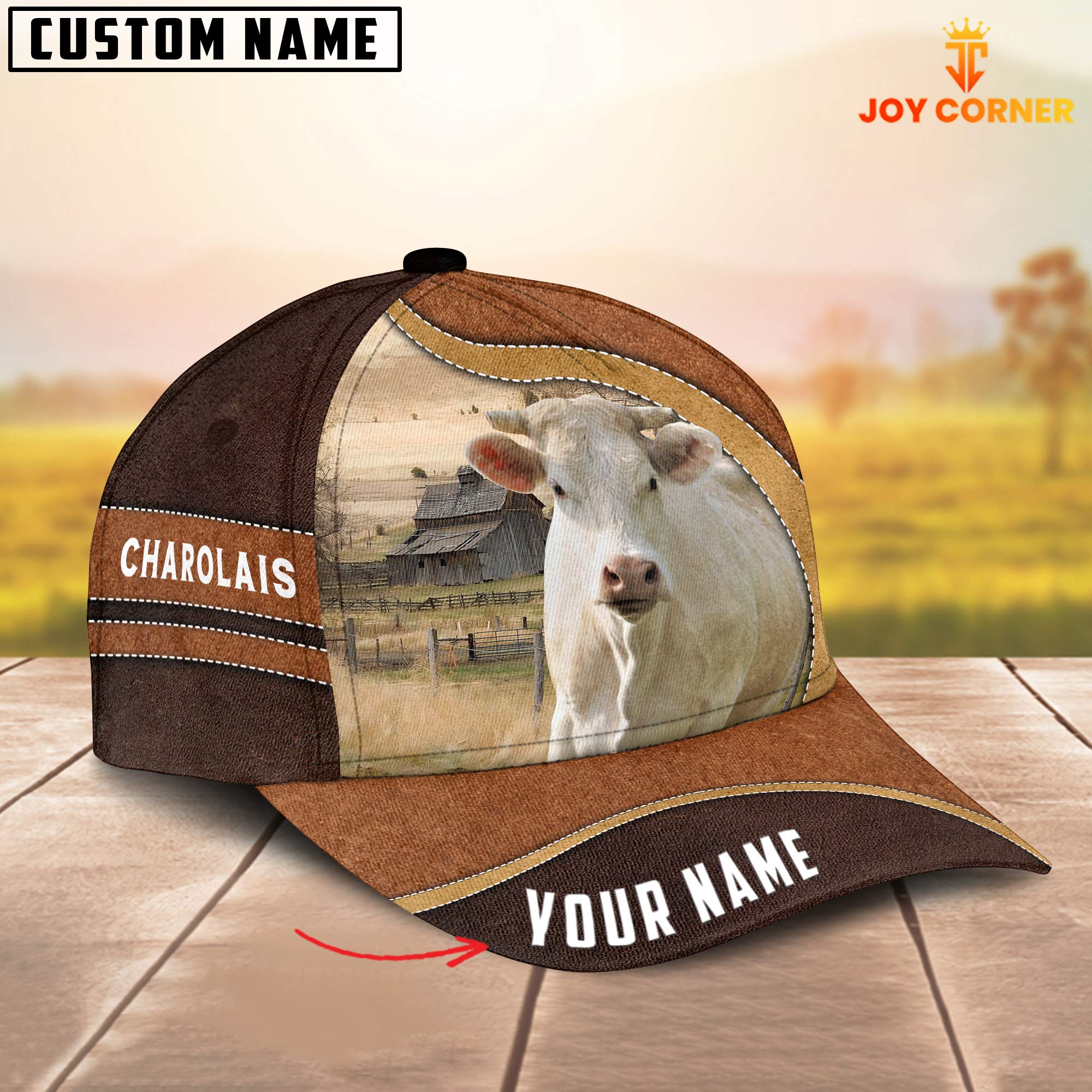 Charolais Happy Face Customized Name Cap
